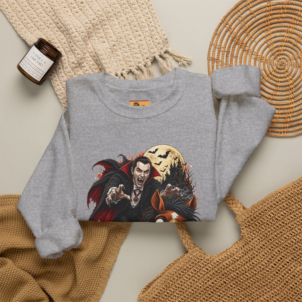 Vampire! Spooky Horse Halloween Sweatshirt Funny Haunted Pony Crewneck