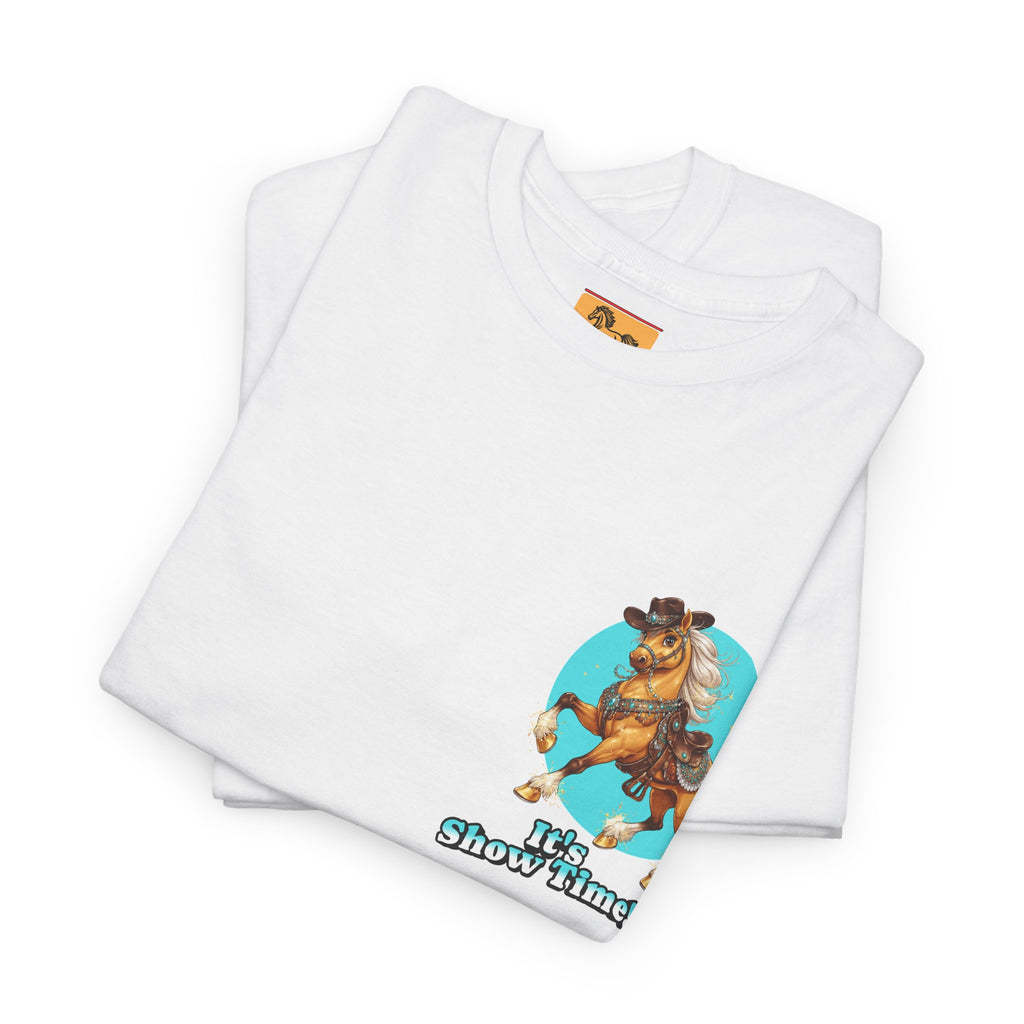 "It's Show Time!" Equestrian T-Shirt | Small Logo Horse Show Graphic Tee