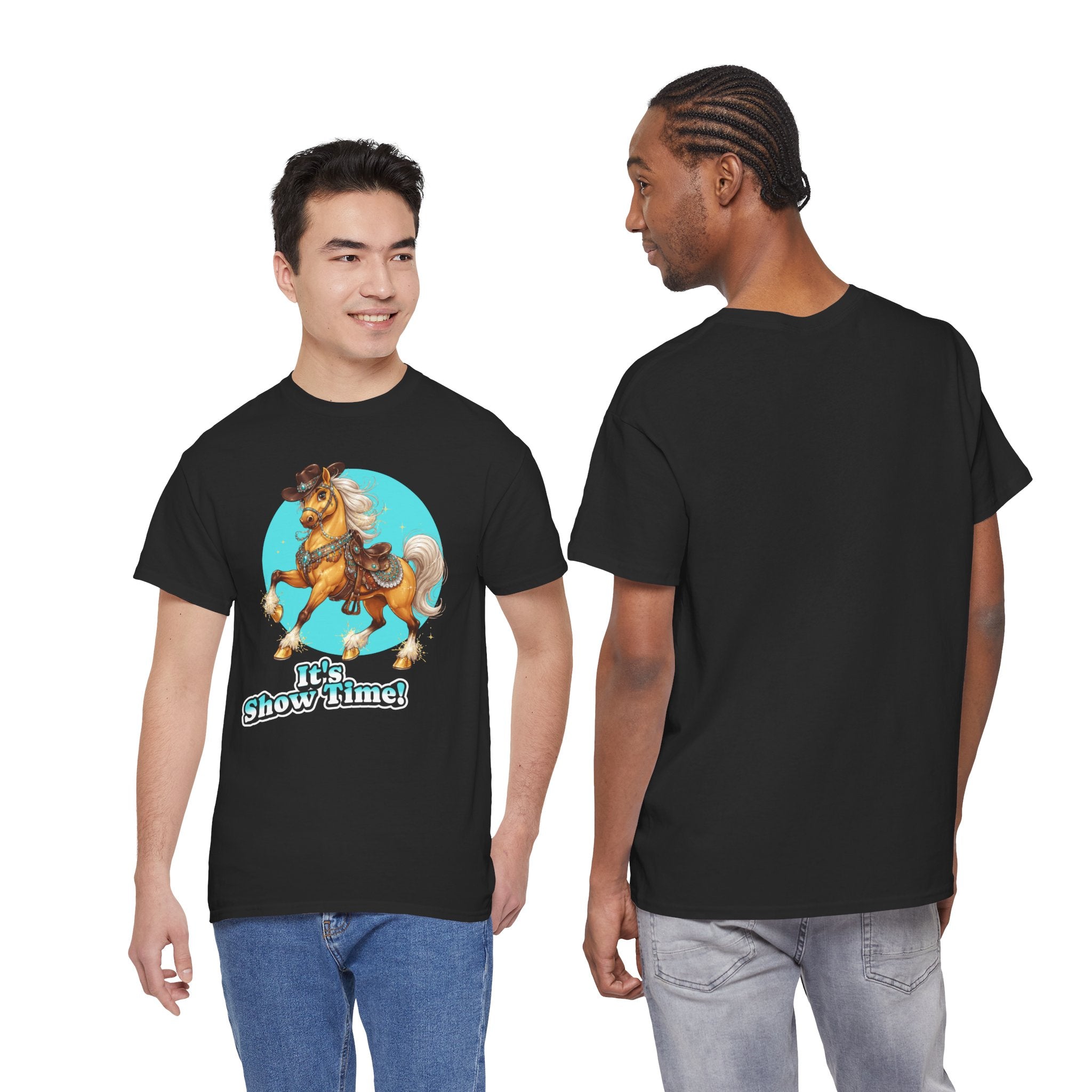 "It's Show Time!" Equestrian T-Shirt Large Logo Horse Fun Graphic Tee