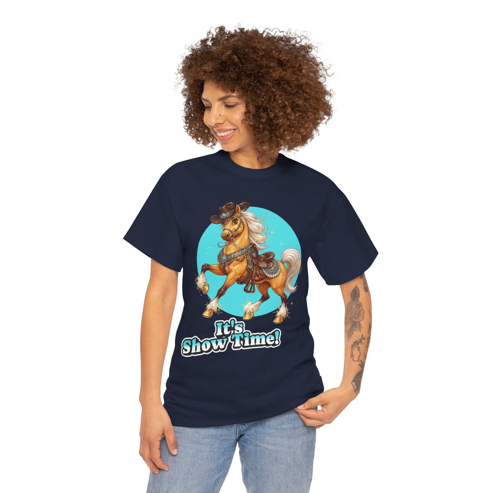 "It's Show Time!" Equestrian T-Shirt | Large Logo Horse Fun Graphic Tee