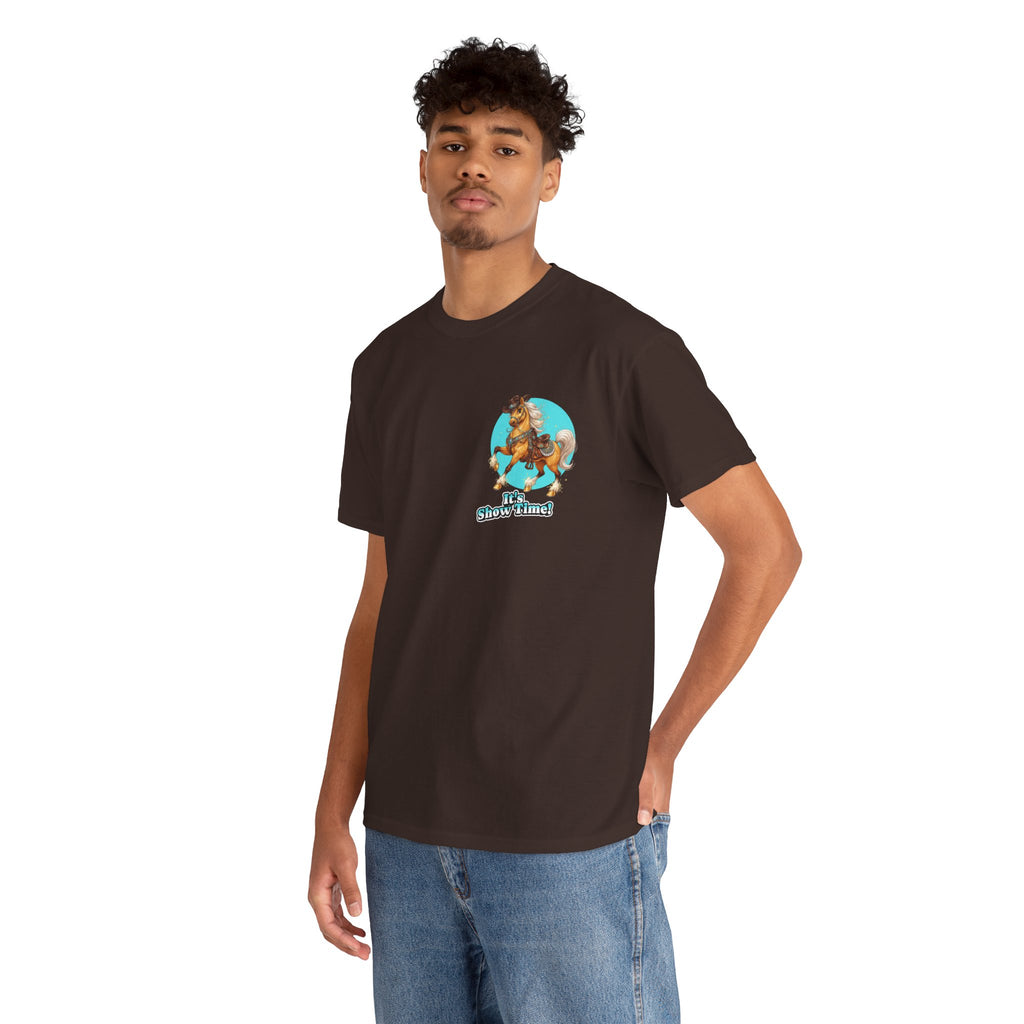 "It's Show Time!" Equestrian T-Shirt | Small Logo Horse Show Graphic Tee