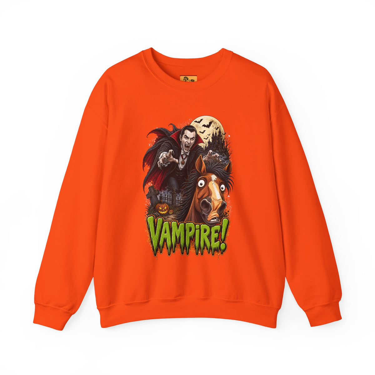 Vampire! Spooky Horse Halloween Sweatshirt Funny Haunted Pony Crewneck