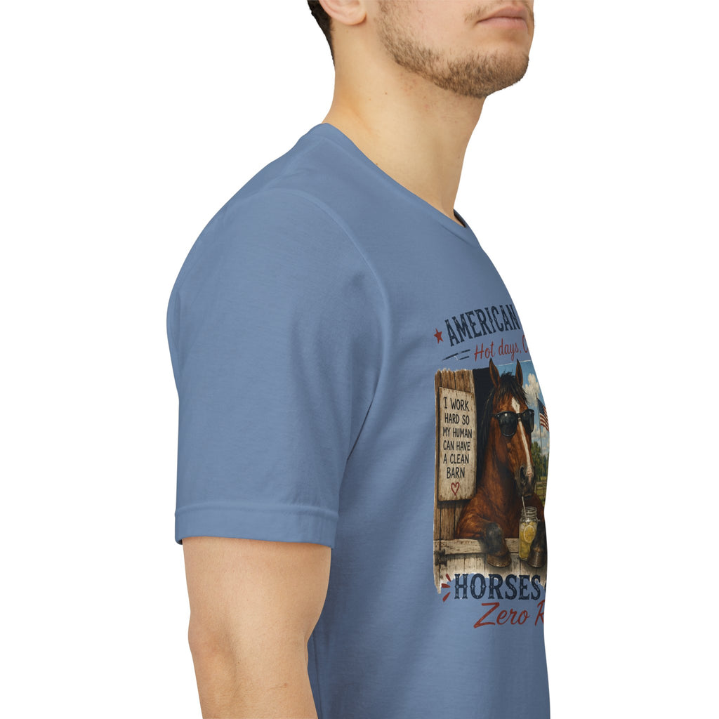 American Summer Horses T-Shirt | "Horses & Zero Rush" Vintage Farm Tee
