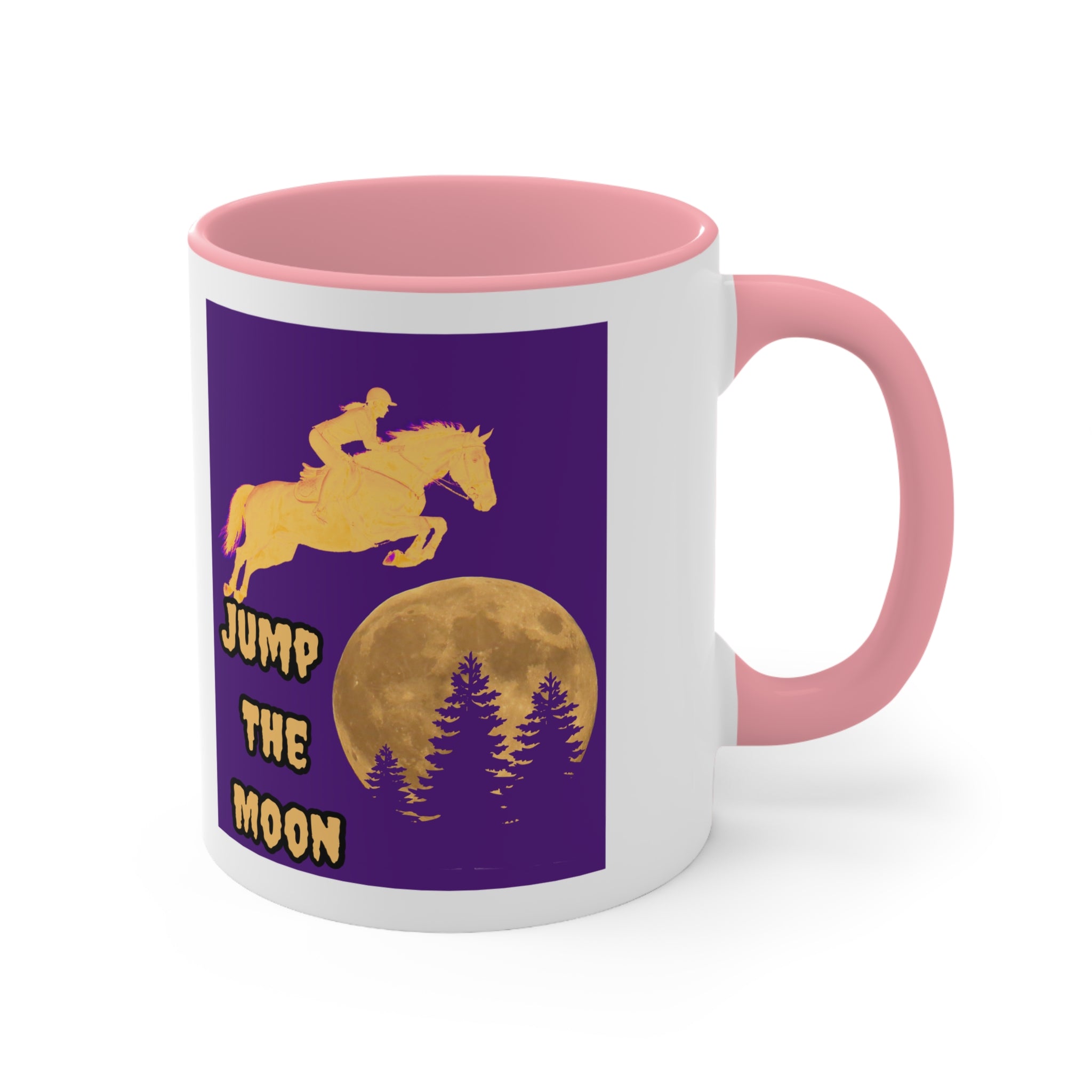 "Jump the Moon" Accent Mug — Equestrian Themed Mug