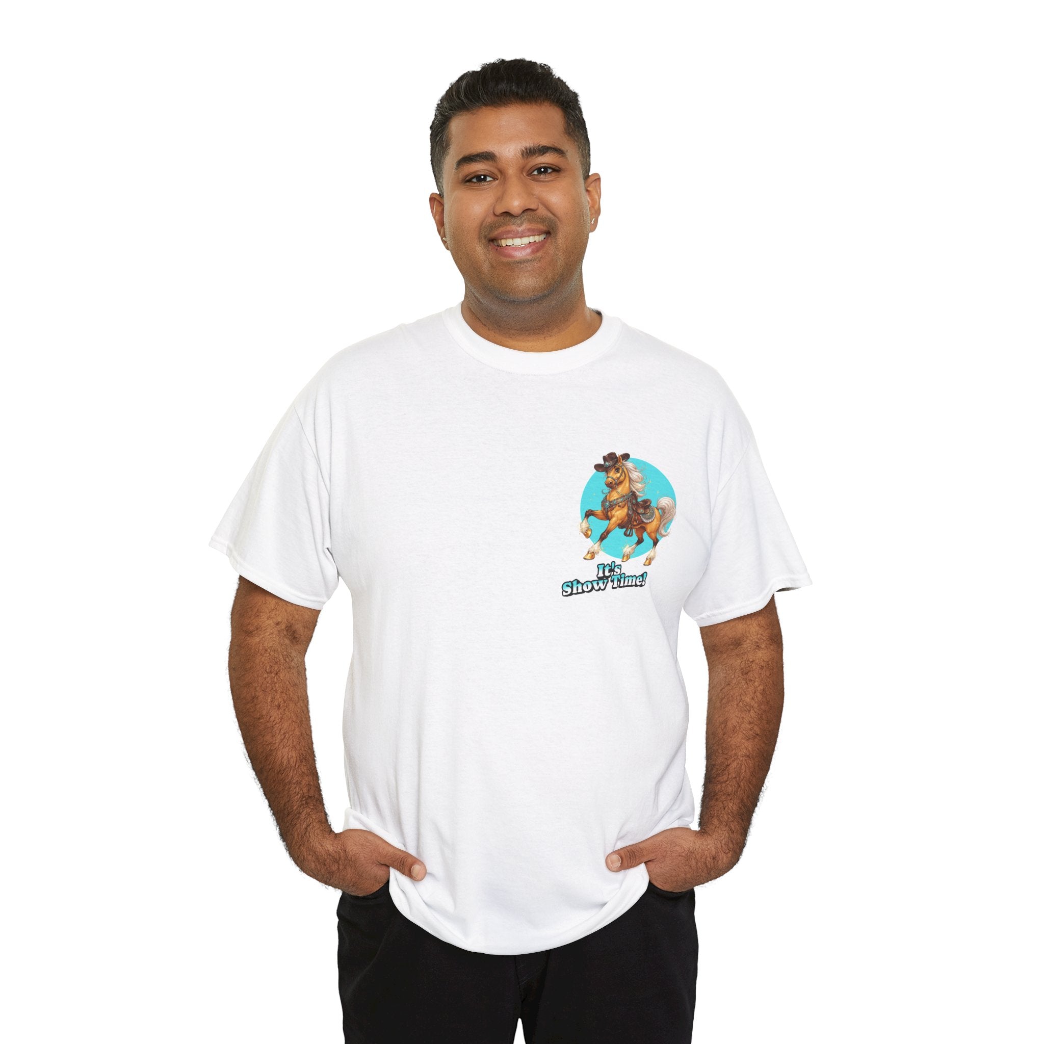 "It's Show Time!" Equestrian T-Shirt | Small Logo Horse Show Graphic Tee