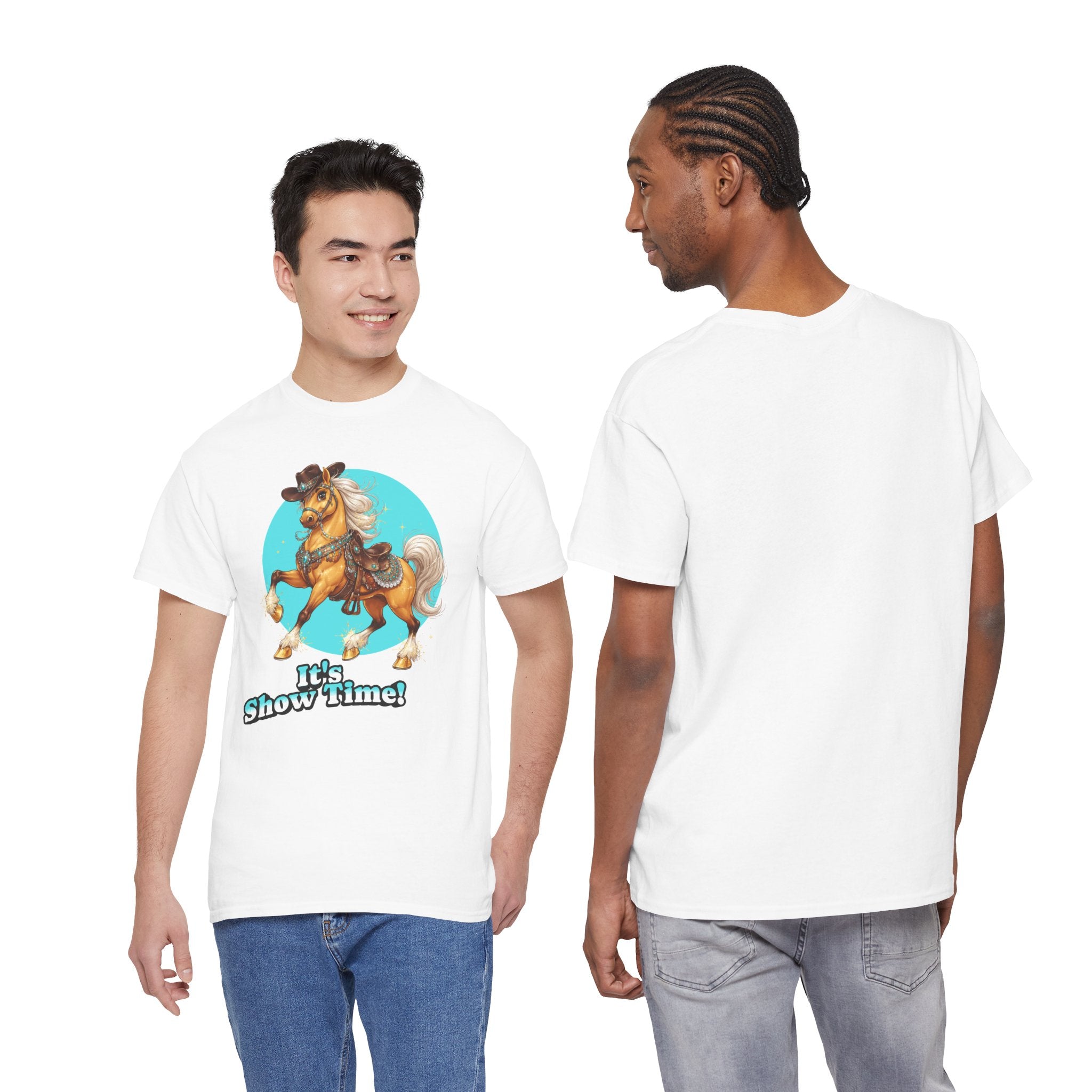 "It's Show Time!" Equestrian T-Shirt Large Logo Horse Fun Graphic Tee