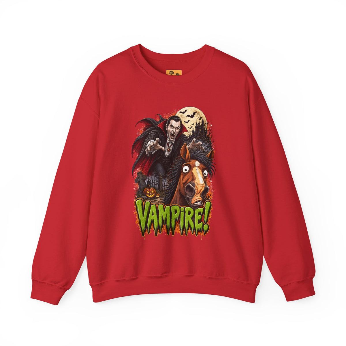 Vampire! Spooky Horse Halloween Sweatshirt Funny Haunted Pony Crewneck