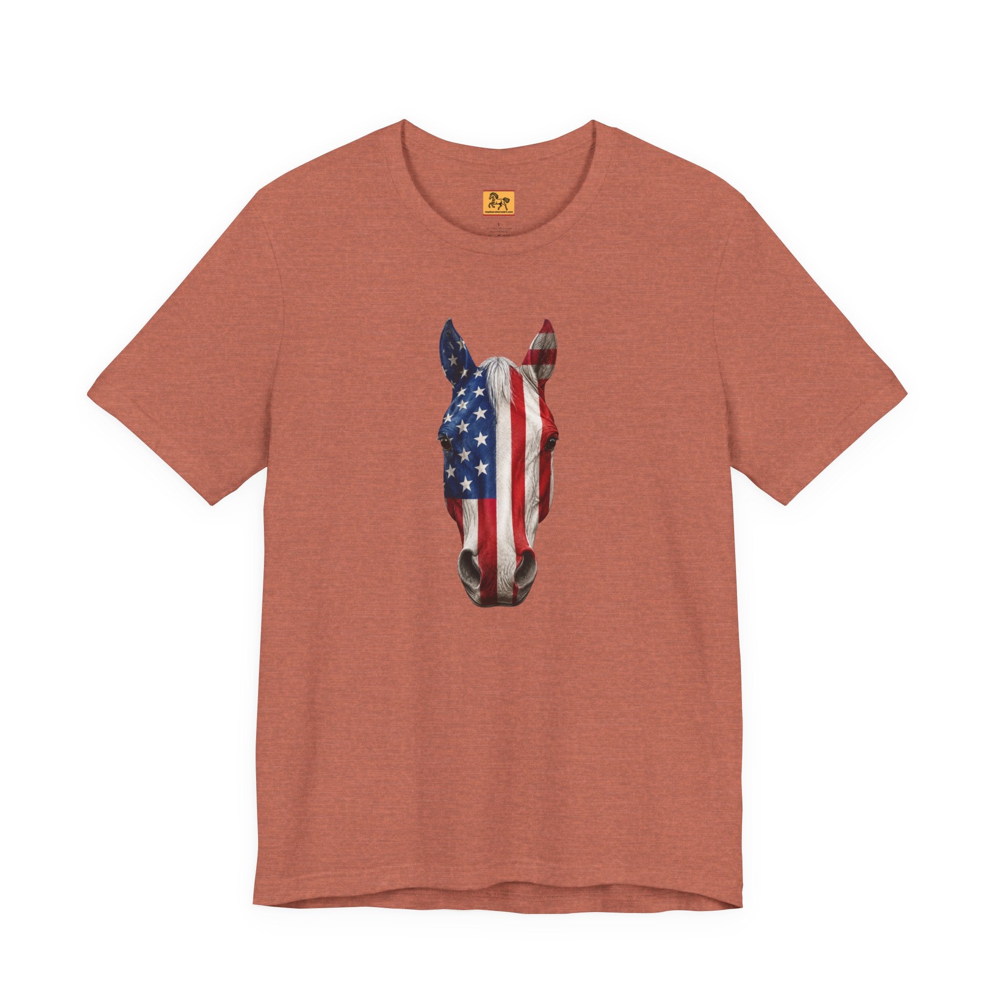 American Flag Horse Head Tee | Patriotic Equestrian T-Shirt for 4th of July