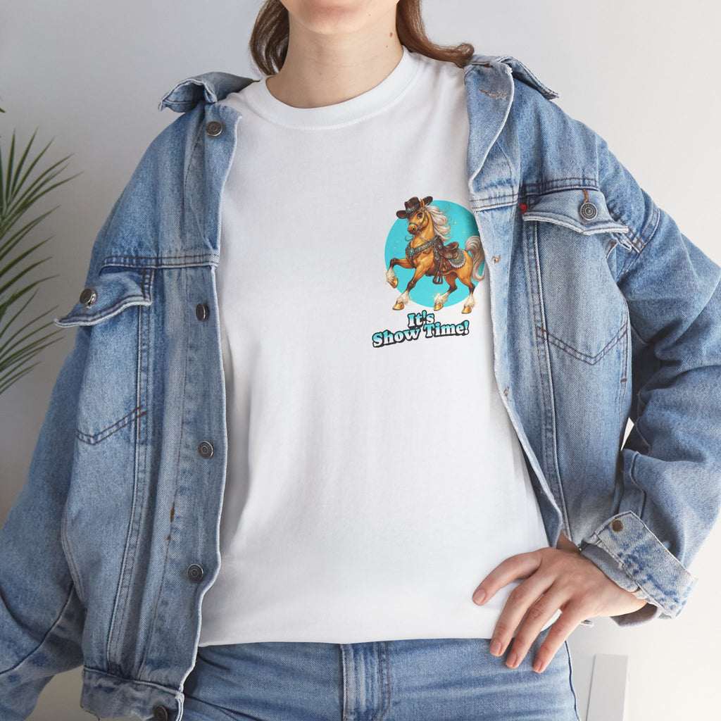 "It's Show Time!" Equestrian T-Shirt | Small Logo Horse Show Graphic Tee