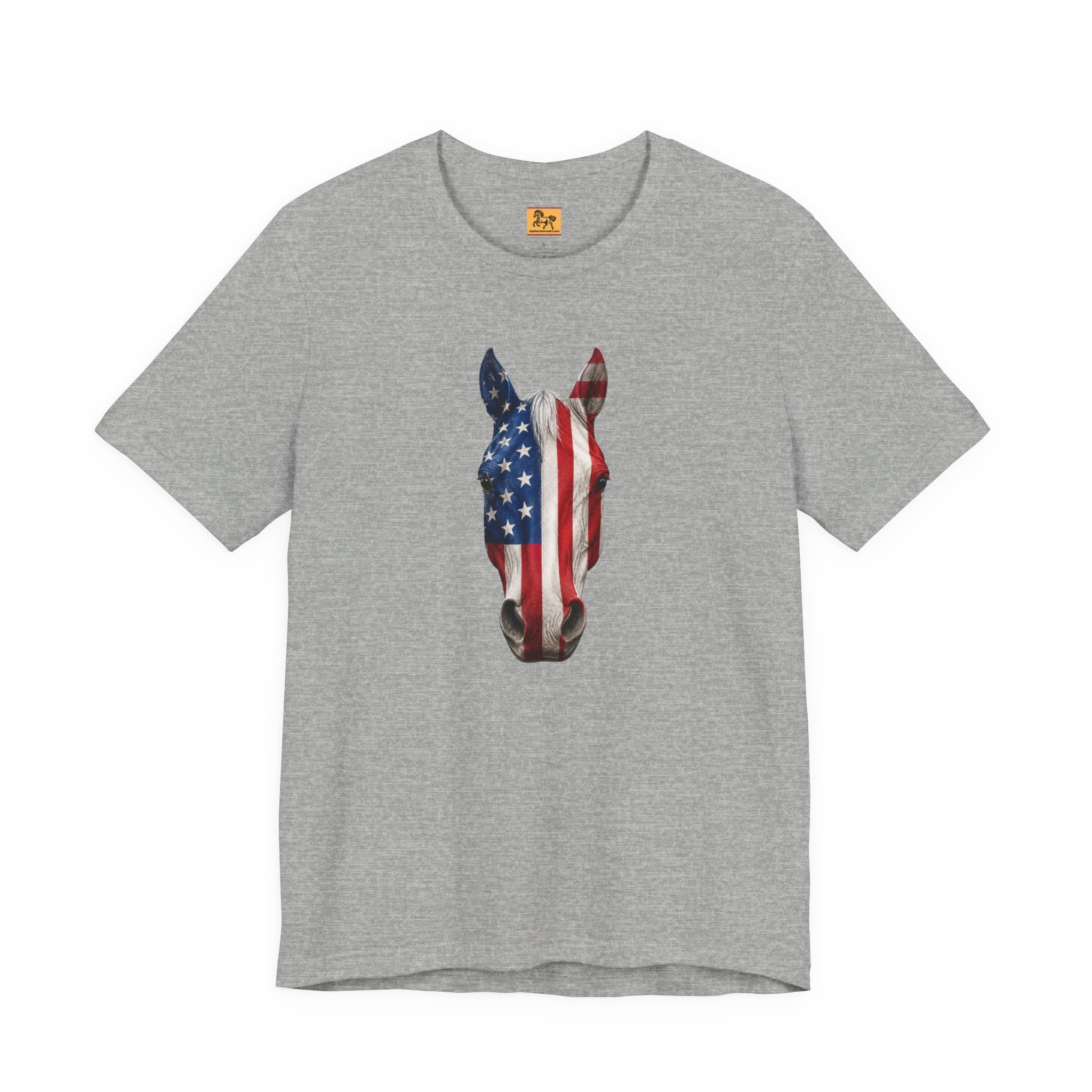 American Flag Horse Head Tee | Patriotic Equestrian T-Shirt for 4th of July