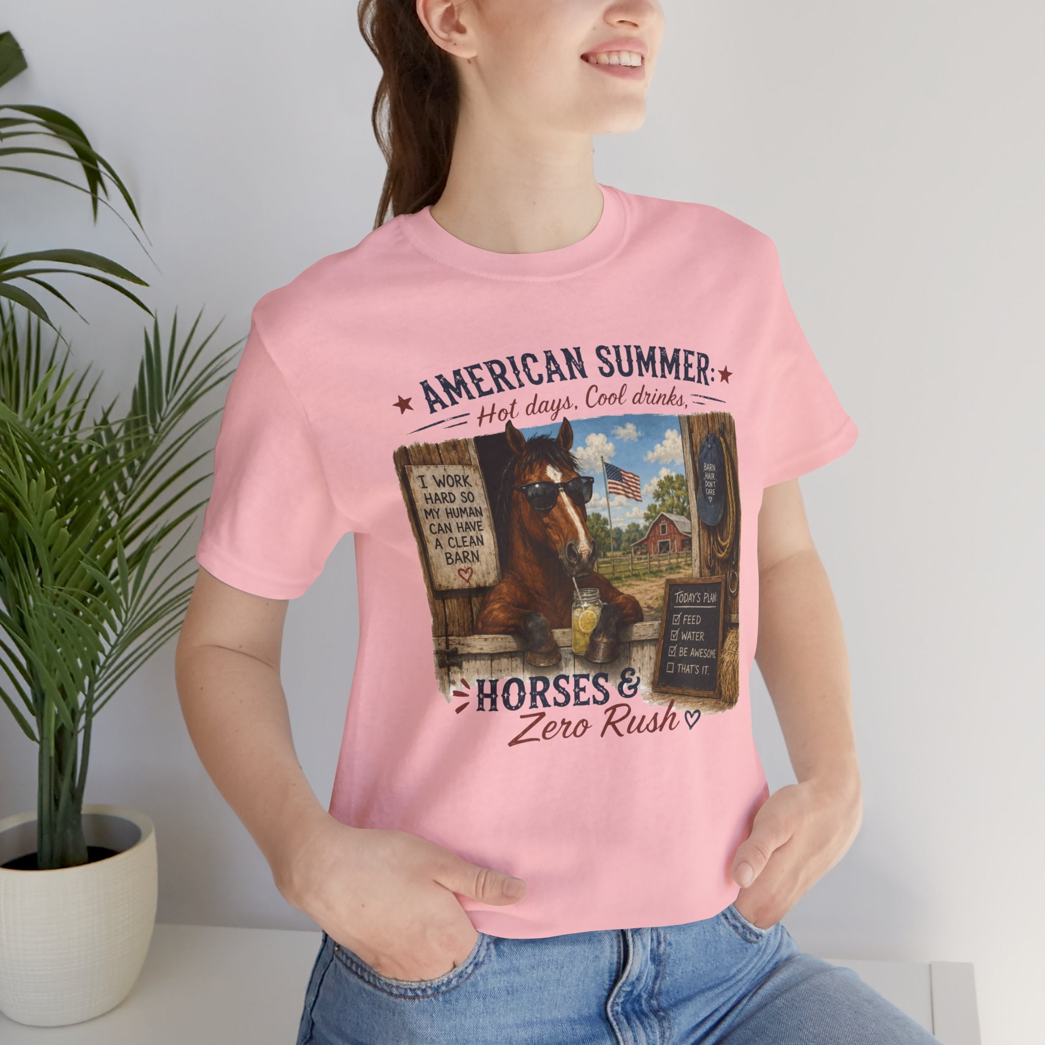 American Summer Horses T-Shirt | "Horses & Zero Rush" Vintage Farm Tee