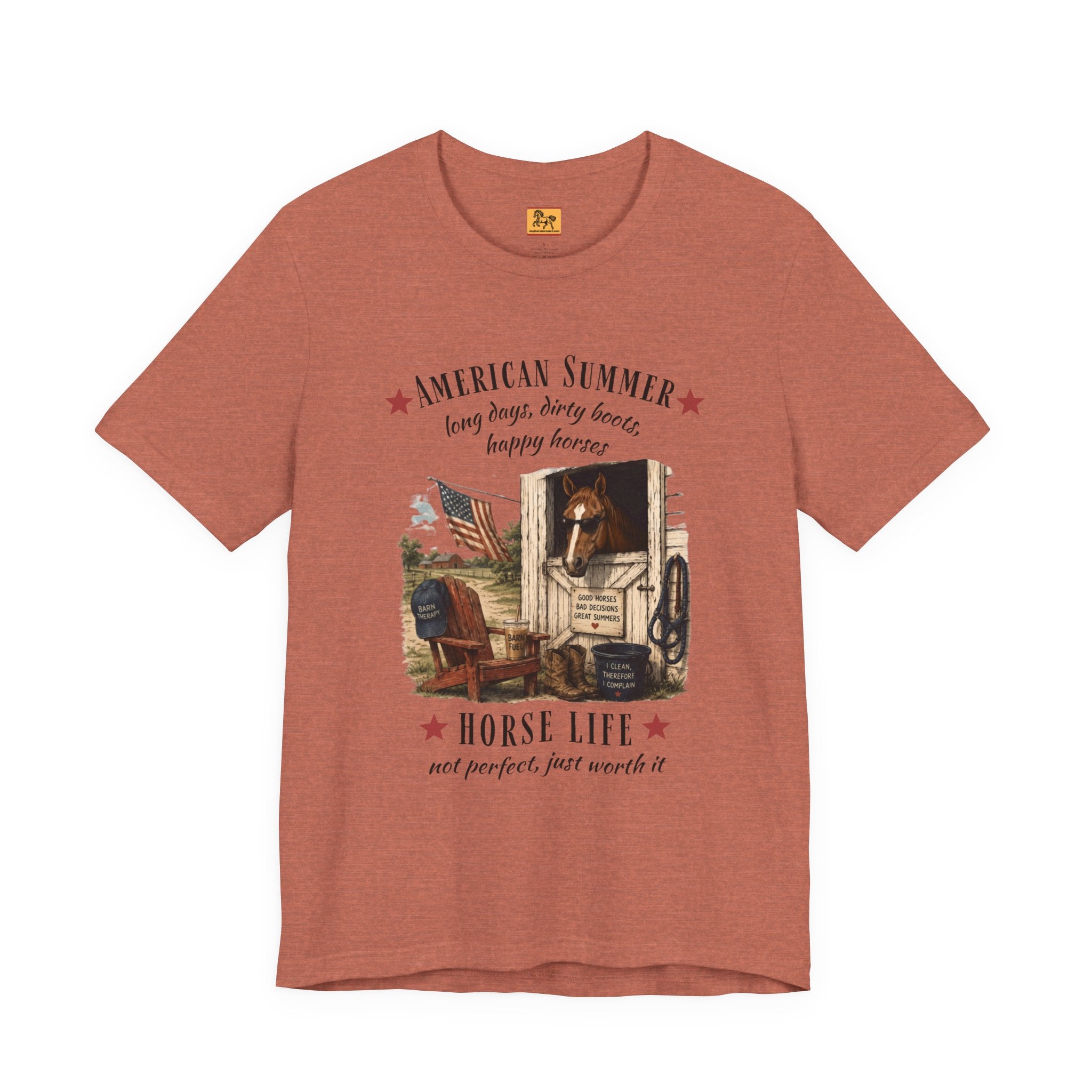 Horse Life American Summer T-Shirt | Rustic Equestrian Vintage Tee