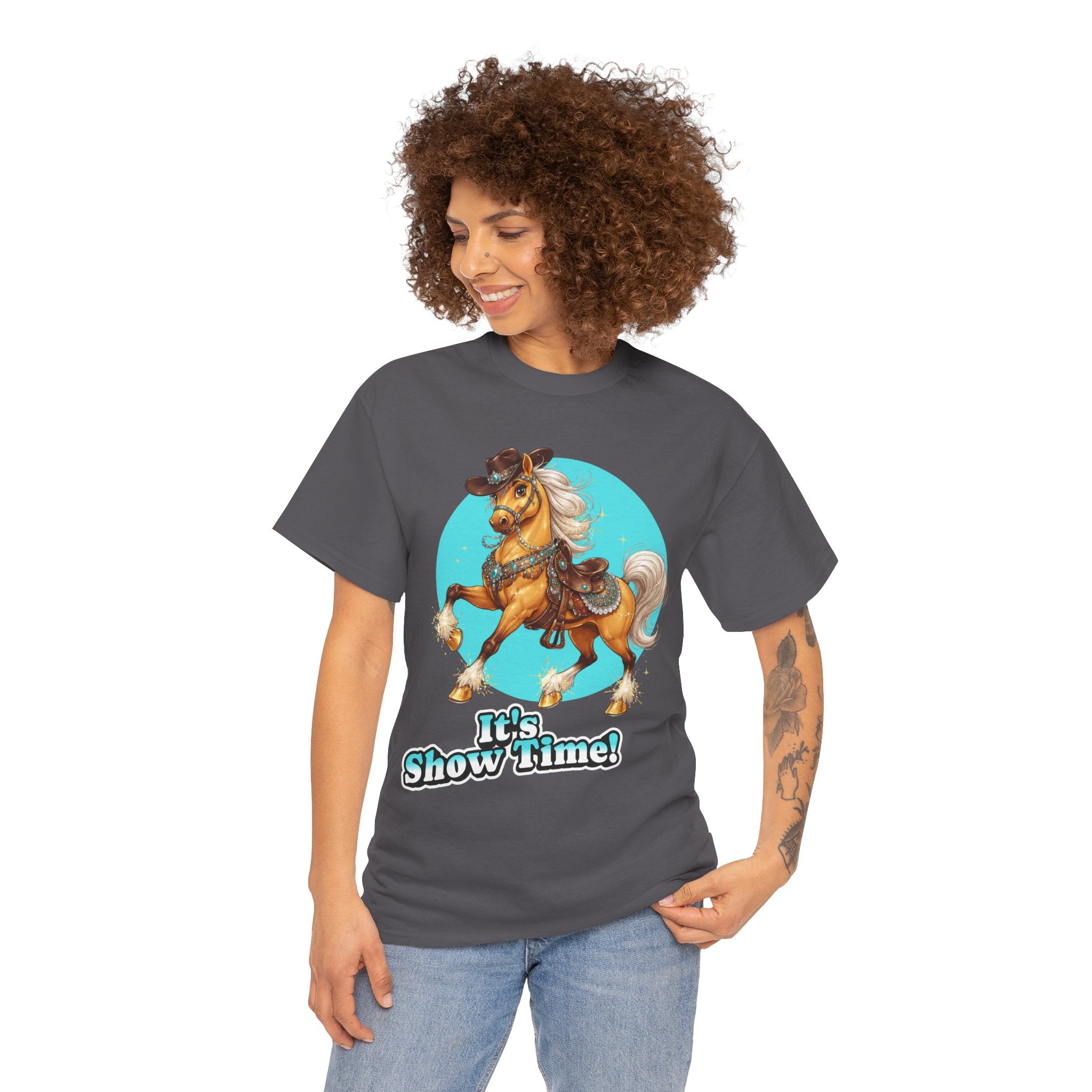 "It's Show Time!" Equestrian T-Shirt | Large Logo Horse Fun Graphic Tee