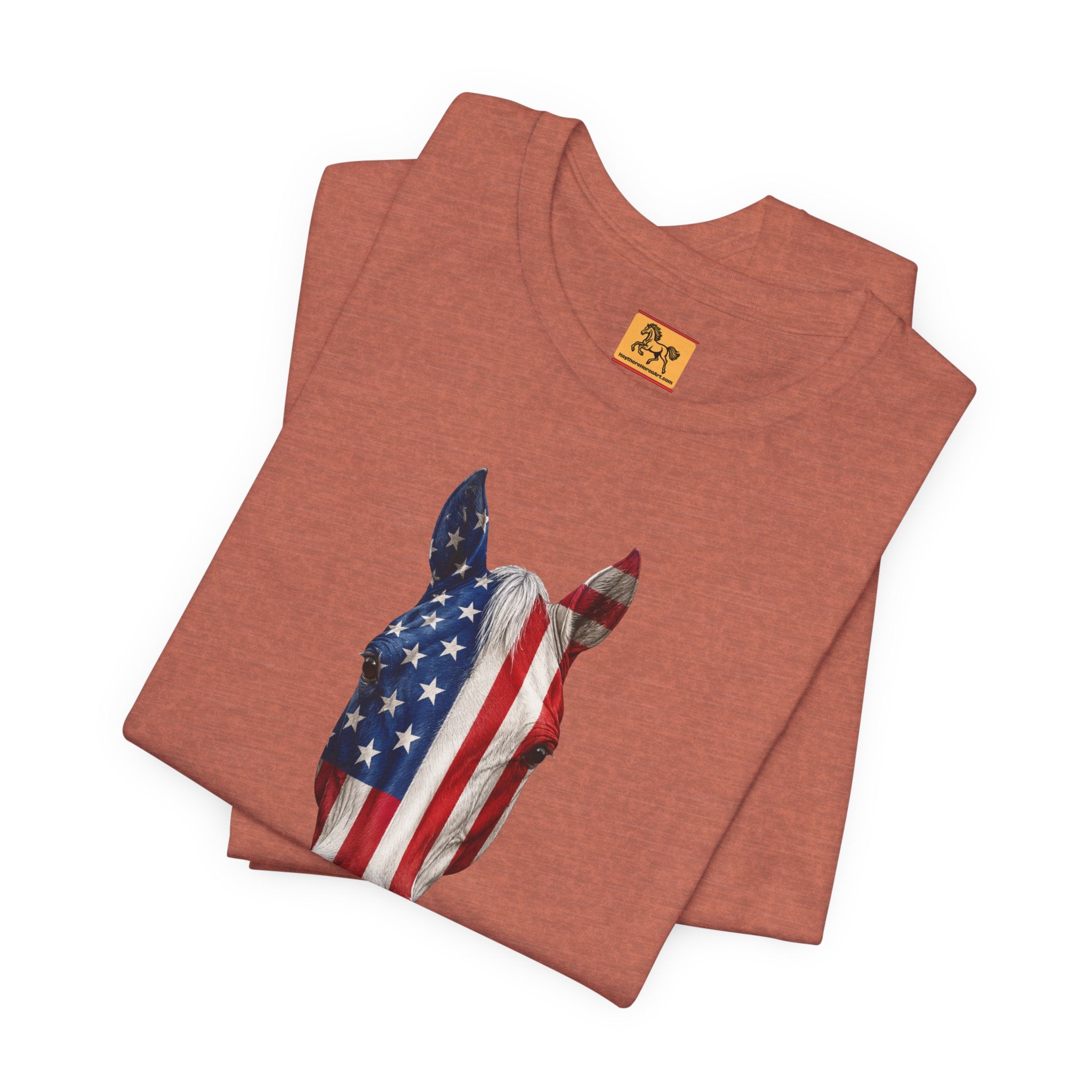 American Flag Horse Head Tee | Patriotic Equestrian T-Shirt for 4th of July