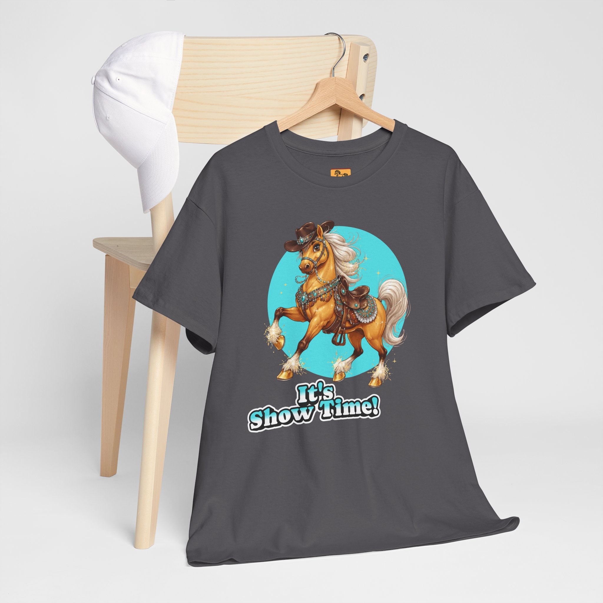 "It's Show Time!" Equestrian T-Shirt Large Logo Horse Fun Graphic Tee