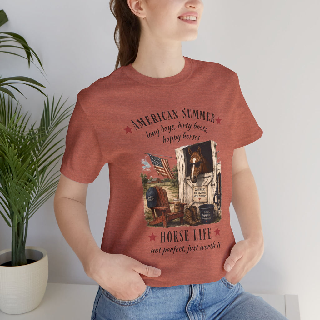 Horse Life American Summer T-Shirt | Rustic Equestrian Vintage Tee