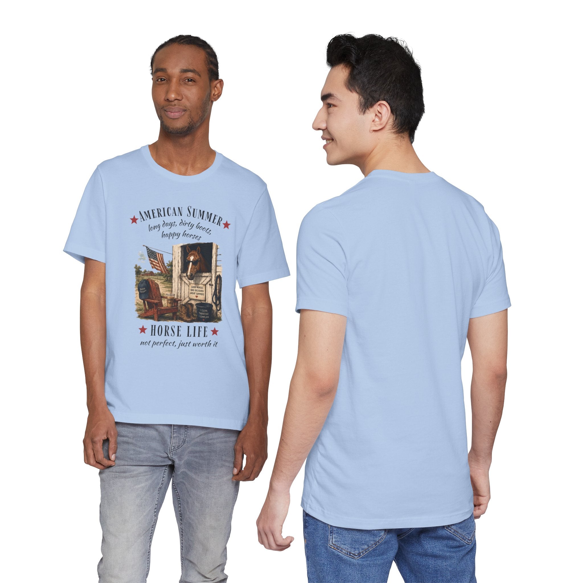 Horse Life American Summer T-Shirt | Rustic Equestrian Vintage Tee