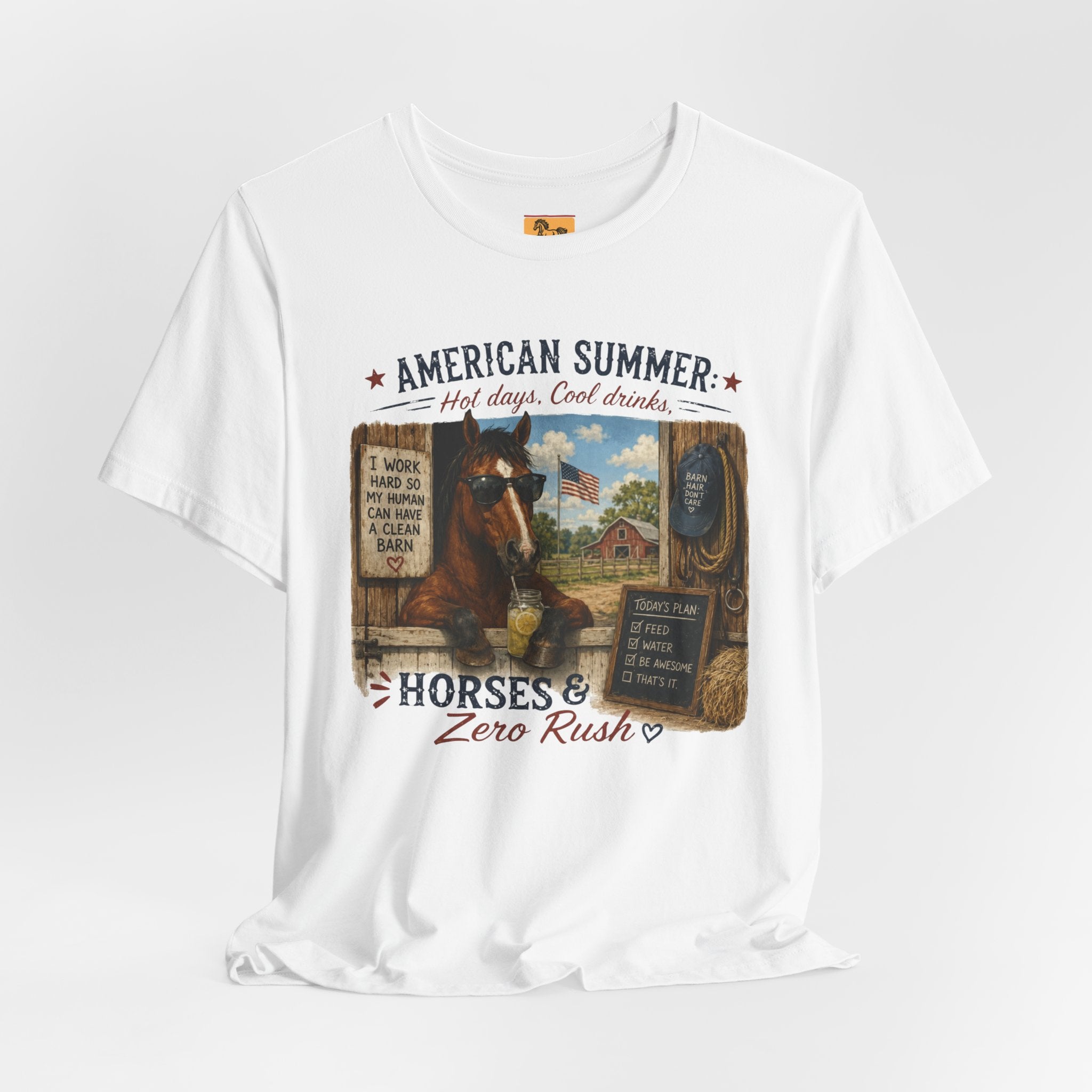 American Summer Horses T-Shirt | "Horses & Zero Rush" Vintage Farm Tee