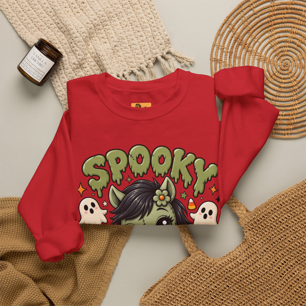 Spooky Pony Cute Halloween Sweatshirt Kawaii Stitched Pony Crewneck