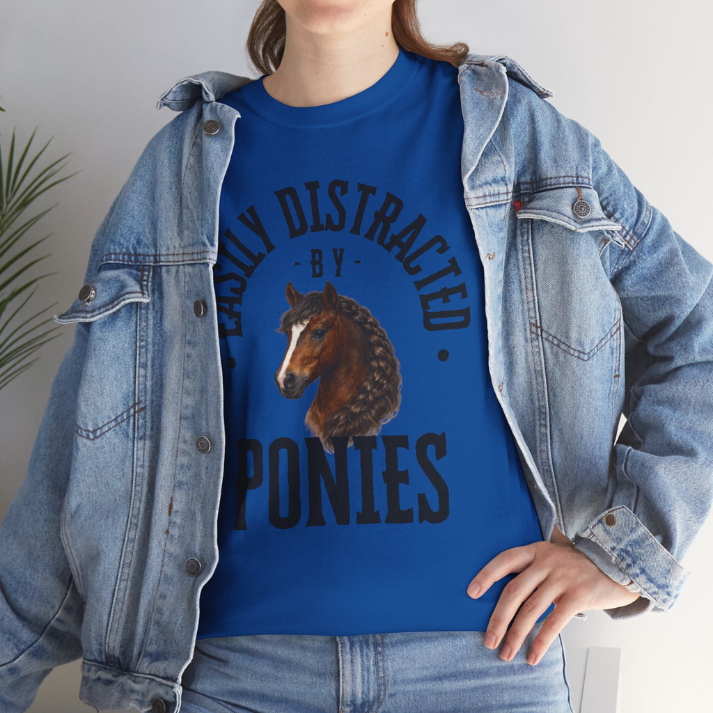 "Easily Distracted by Ponies" Equestrian T-Shirt | Funny Horse Lover Tee