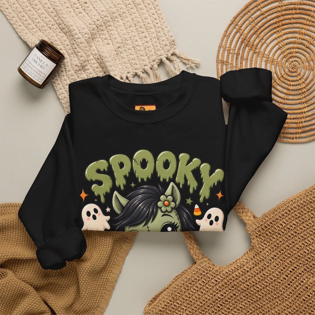 Spooky Pony Cute Halloween Sweatshirt Kawaii Stitched Pony Crewneck