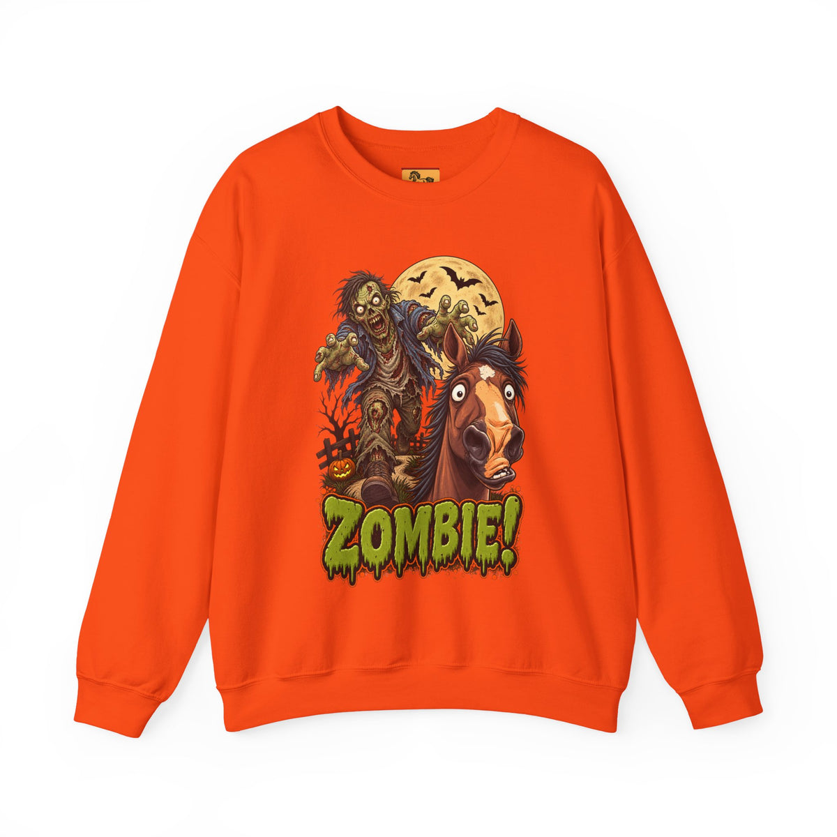 Zombie! Spooky Horse Halloween Sweatshirt Funny Haunted Pony Crewneck