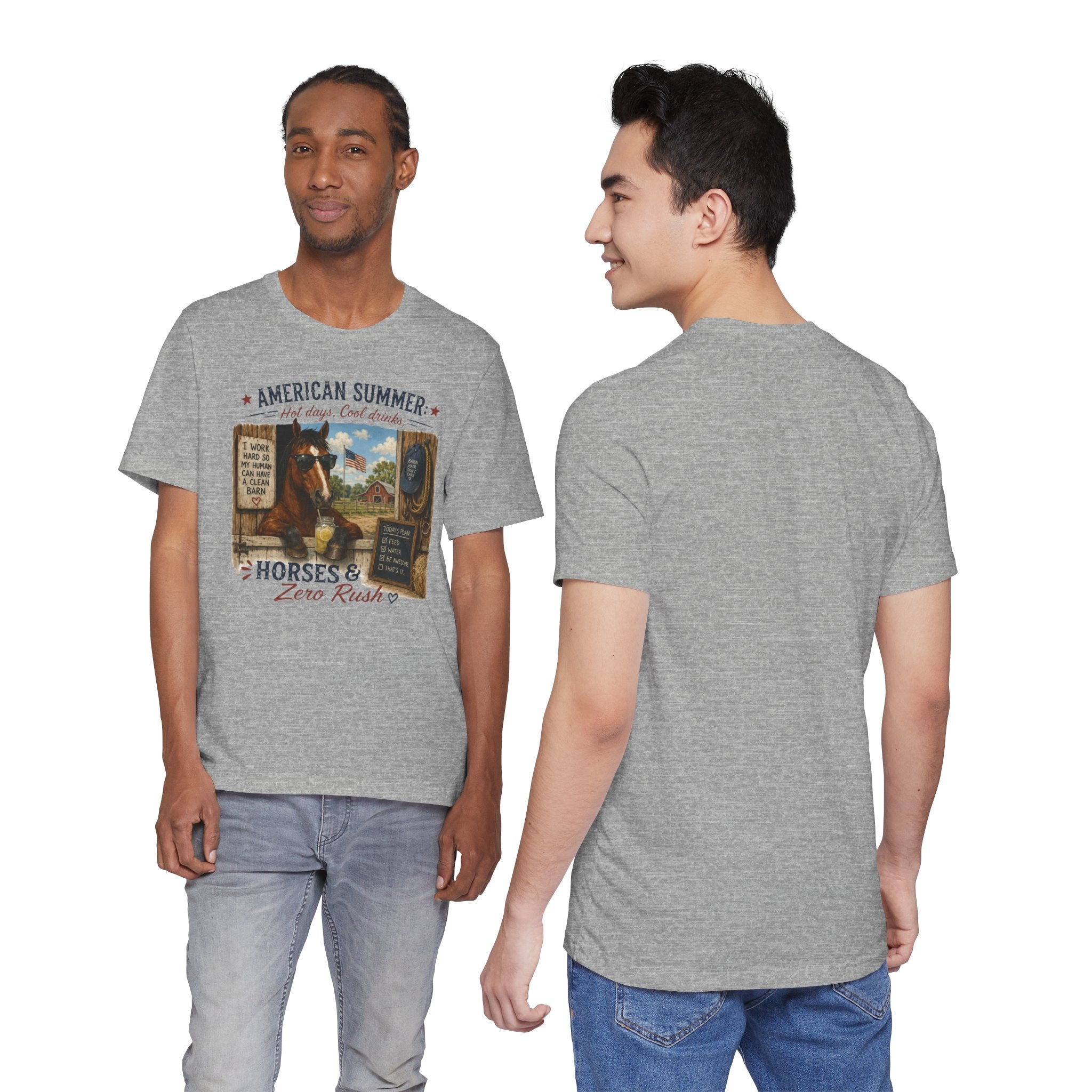 American Summer Horses T-Shirt | "Horses & Zero Rush" Vintage Farm Tee