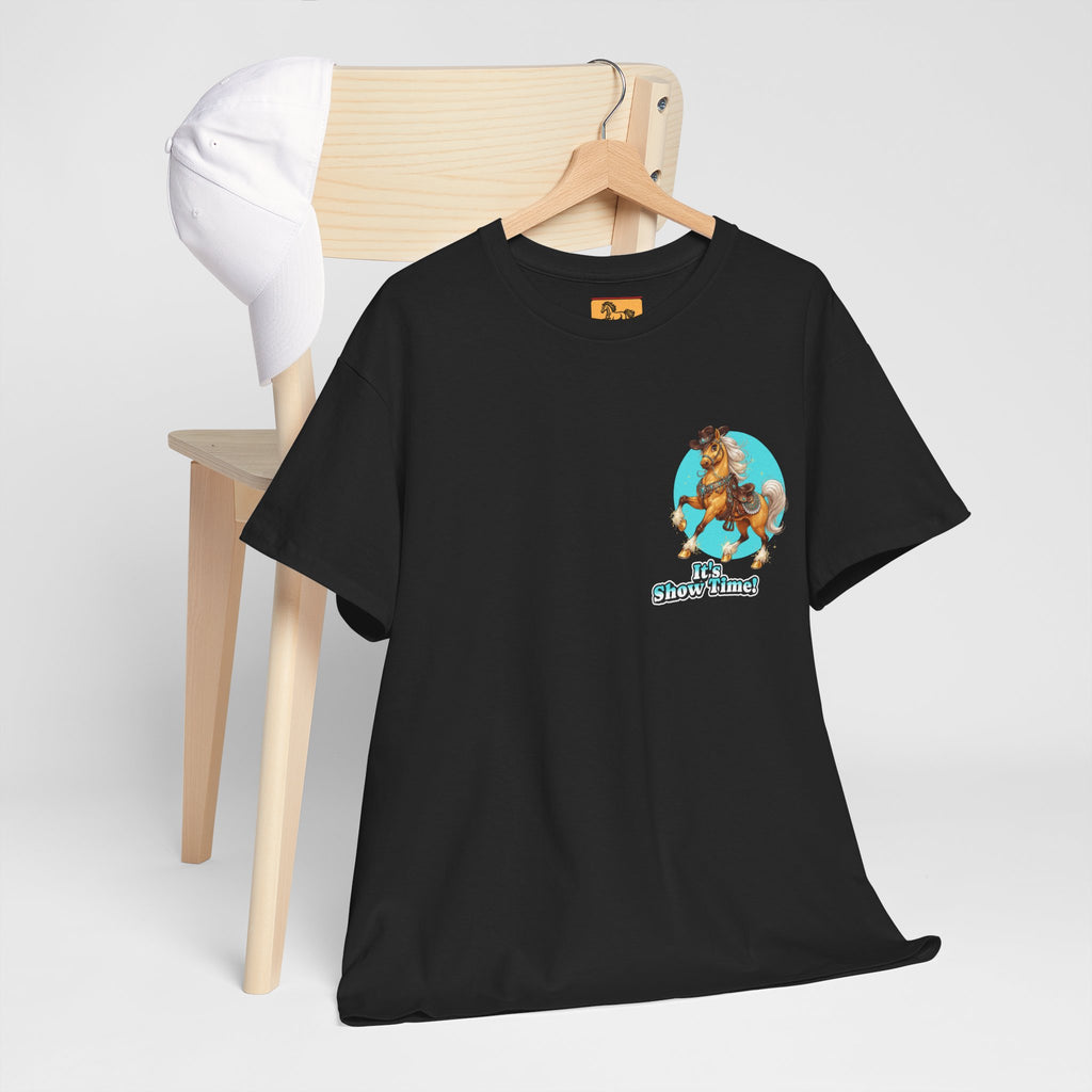 "It's Show Time!" Equestrian T-Shirt | Small Logo Horse Show Graphic Tee
