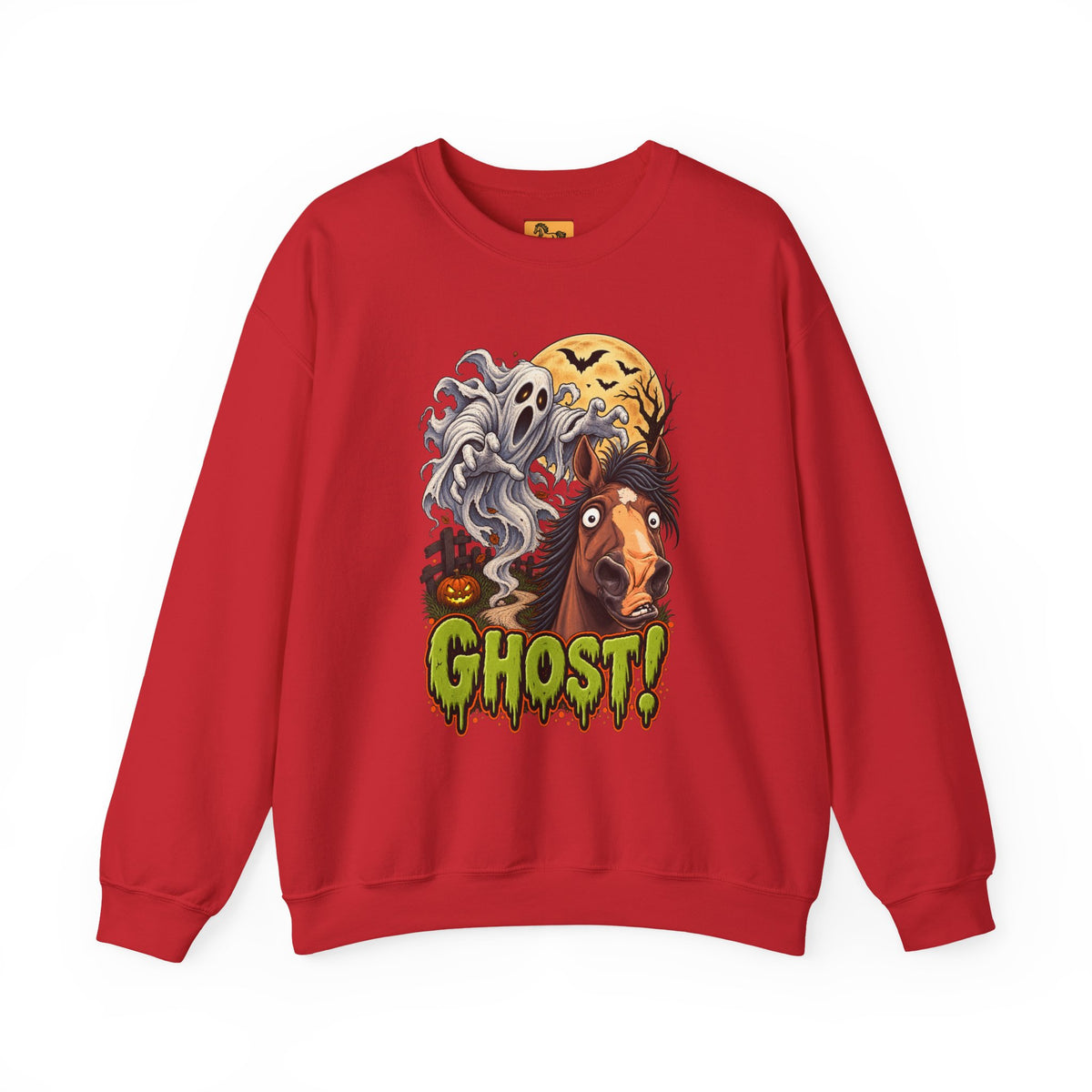Ghost! Spooky Horse Halloween Sweatshirt Funny Haunted Pony Crewneck