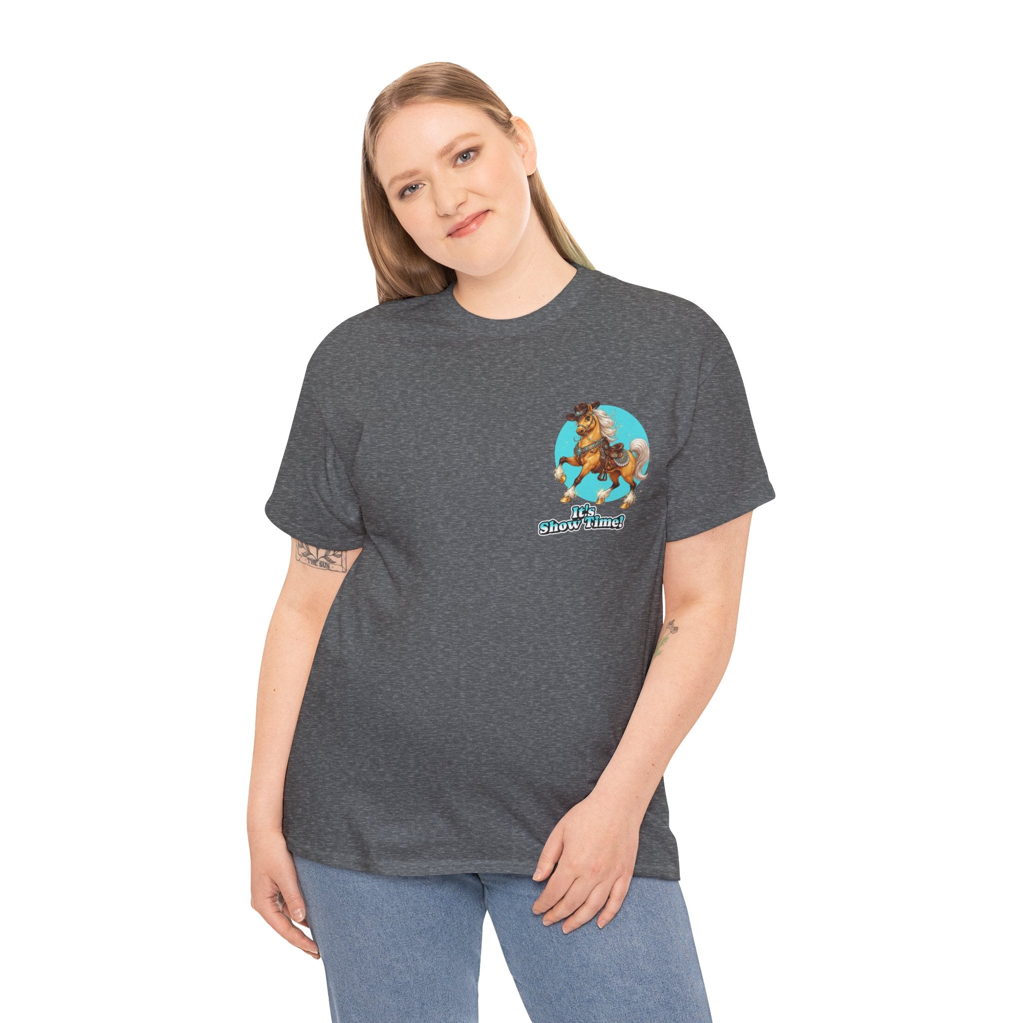 "It's Show Time!" Equestrian T-Shirt | Small Logo Horse Show Graphic Tee