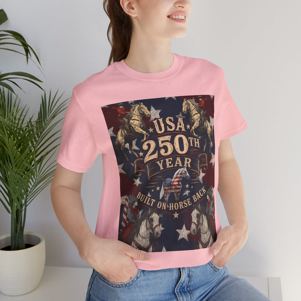 USA 250th Anniversary "Built on Horseback" Patriotic T-Shirt | American Equestrian Tee