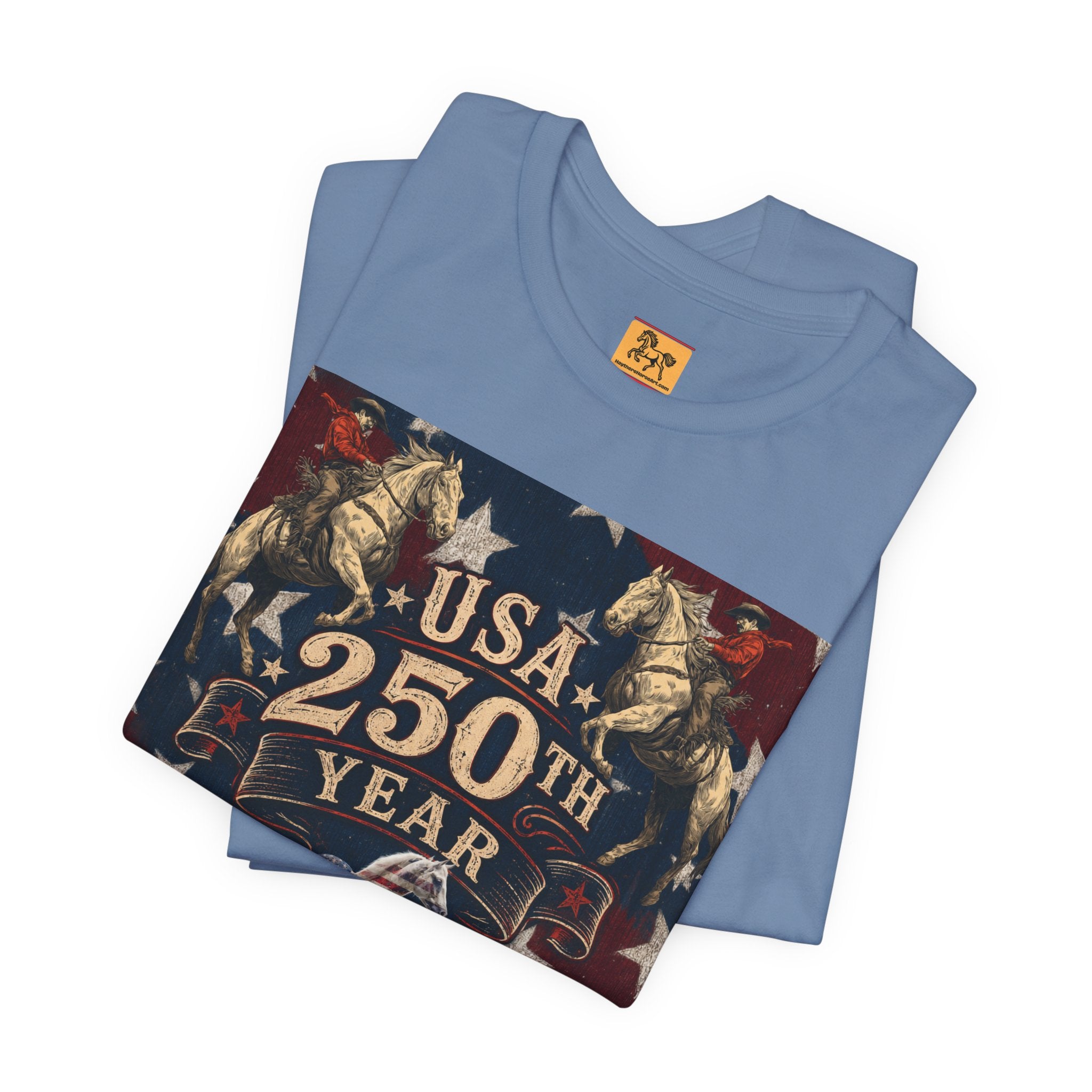 USA 250th Anniversary "Built on Horseback" Patriotic T-Shirt | American Equestrian Tee