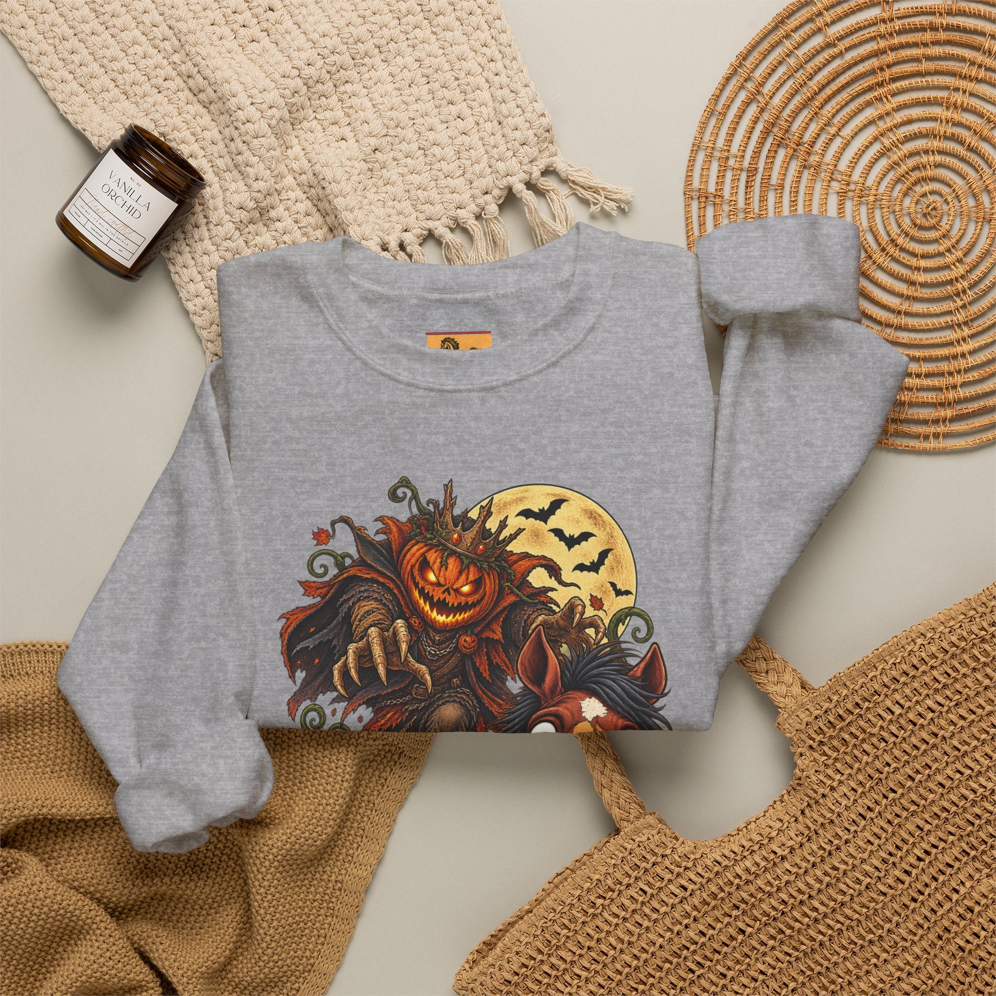 Pumpkin King! Spooky Horse Halloween Sweatshirt Funny Haunted Pony Crewneck