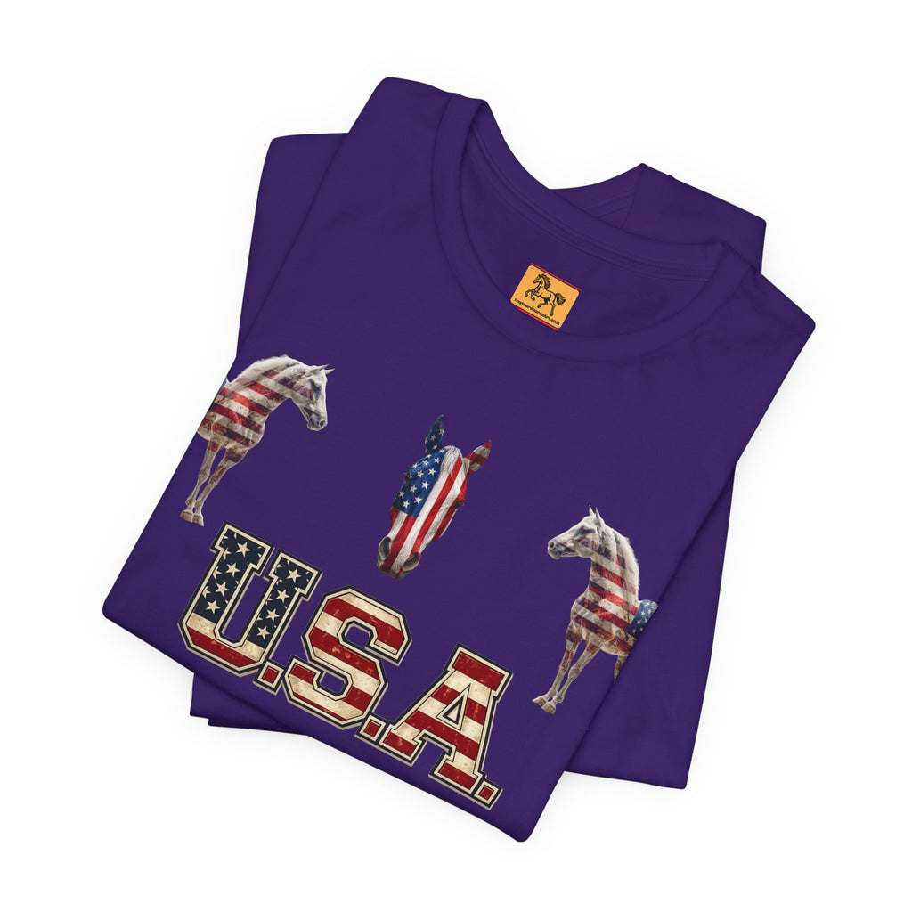 USA Born on the 4th of July 1776 Independence Day Patriotic T-Shirt | American Horse Tee