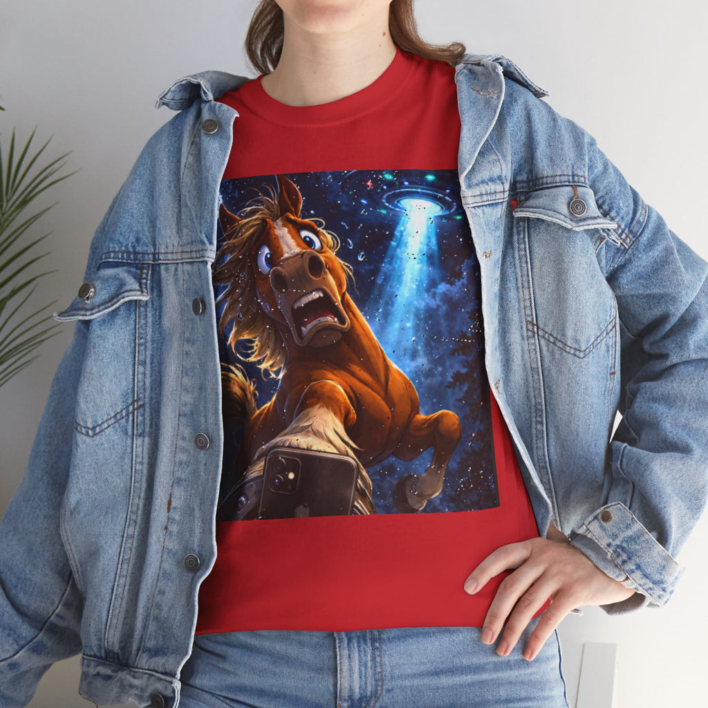 Horse Selfie Surreal Graphic T-Shirt | Funny "Hay There" Horse Art Tee