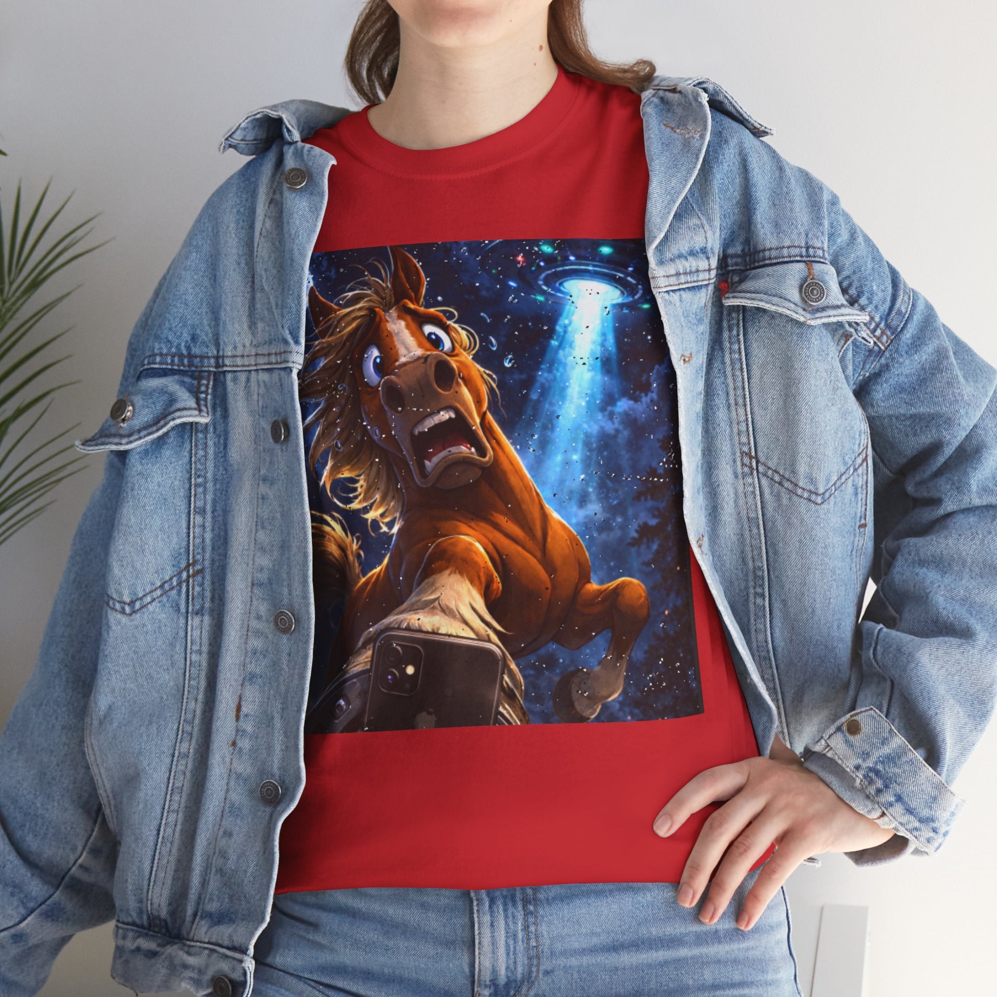Horse Selfie Surreal Graphic T-Shirt | Funny "Hay There" Horse Art Tee