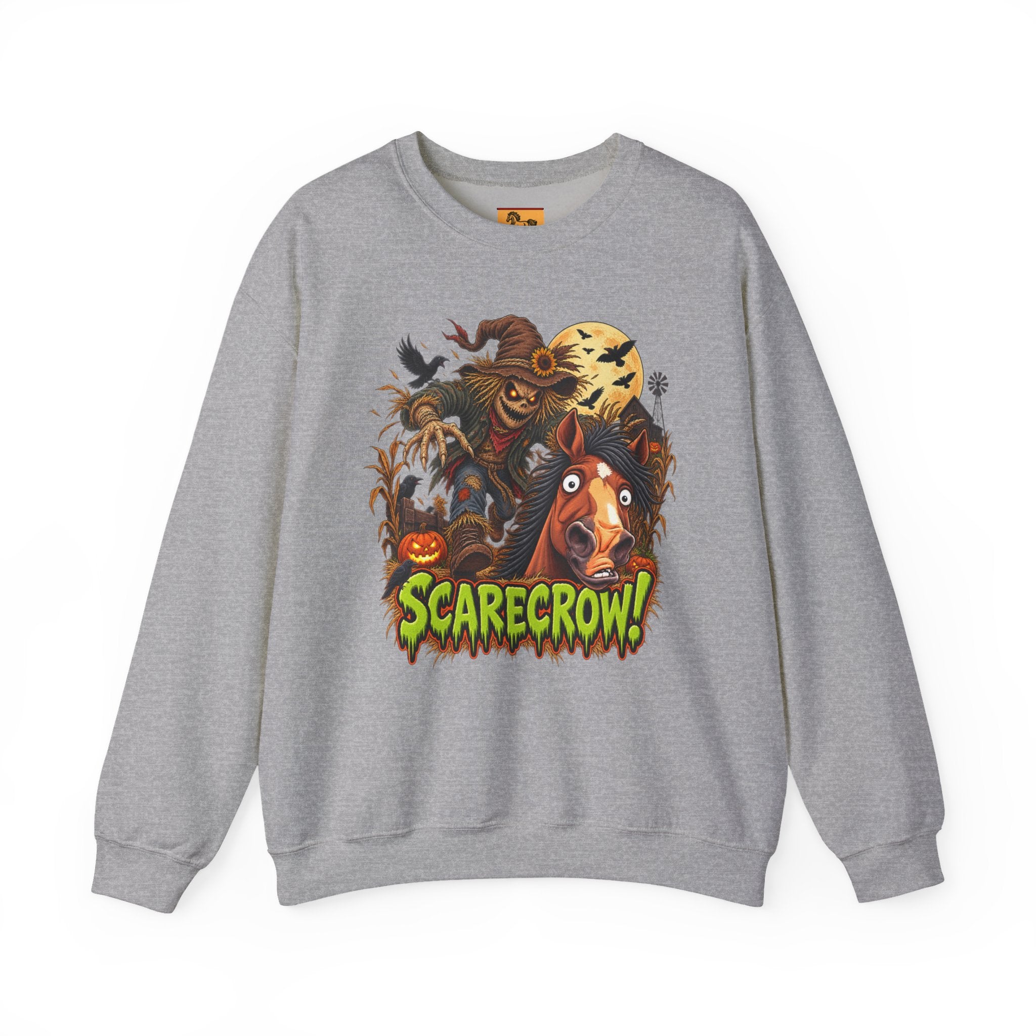 Scarecrow! Spooky Horse Halloween Sweatshirt, Funny Haunted Pony Crewneck
