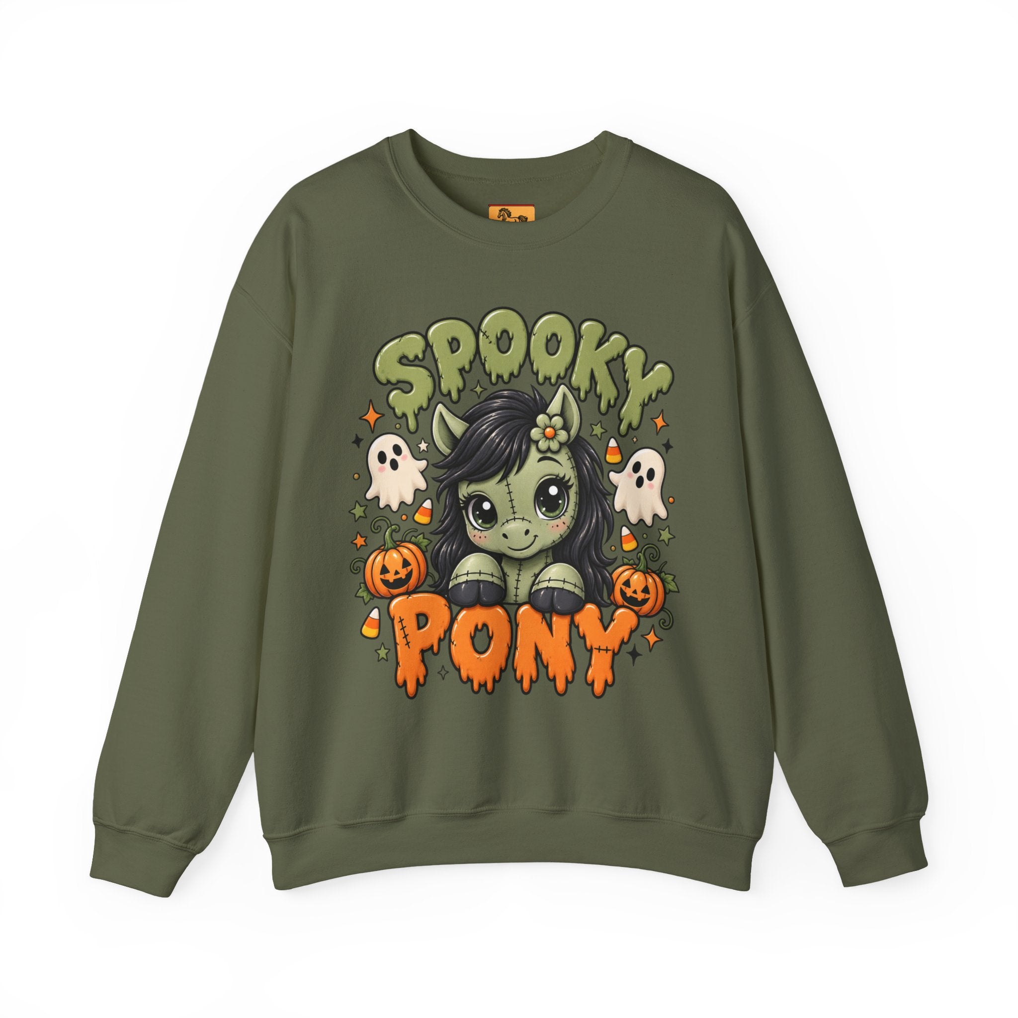 Spooky Pony Cute Halloween Sweatshirt Kawaii Stitched Pony Crewneck