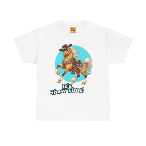 "It's Show Time!" Equestrian T-Shirt | Large Logo Horse Fun Graphic Tee