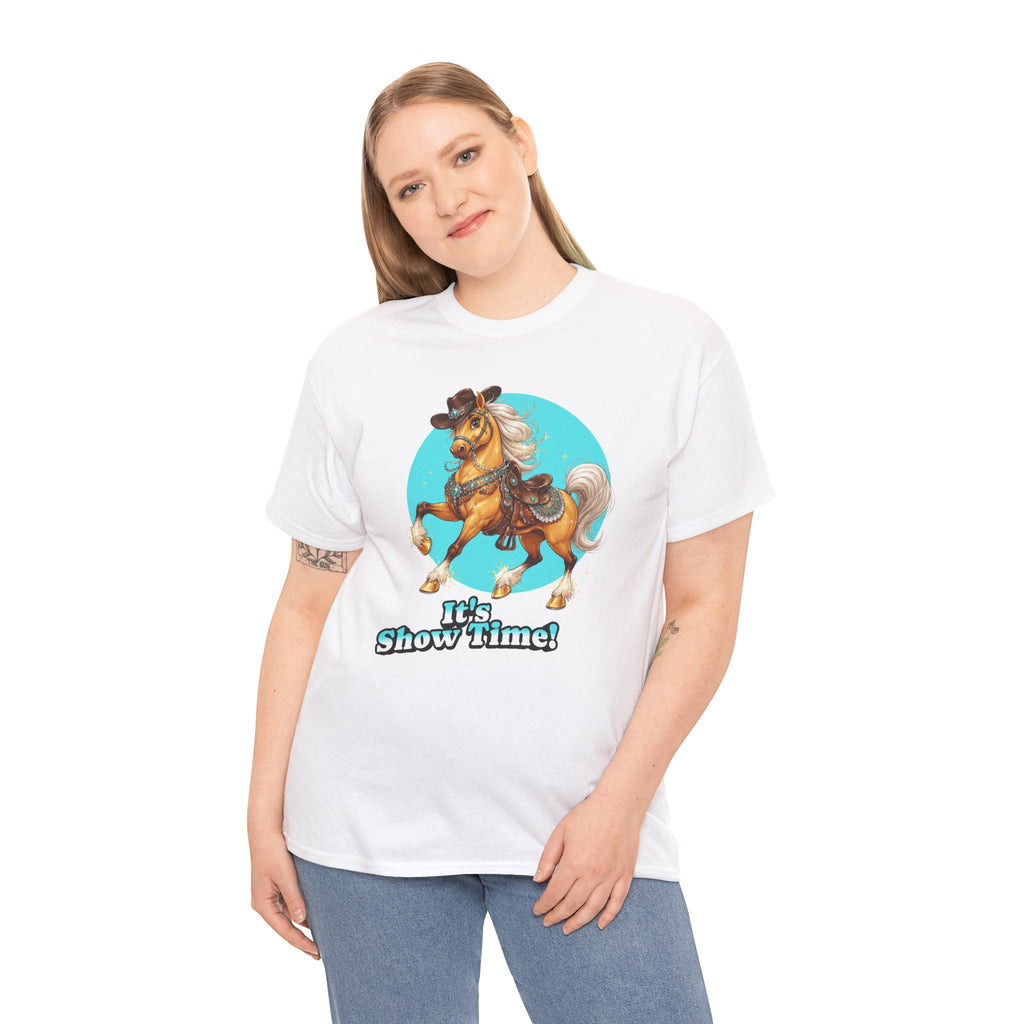 "It's Show Time!" Equestrian T-Shirt Large Logo Horse Fun Graphic Tee