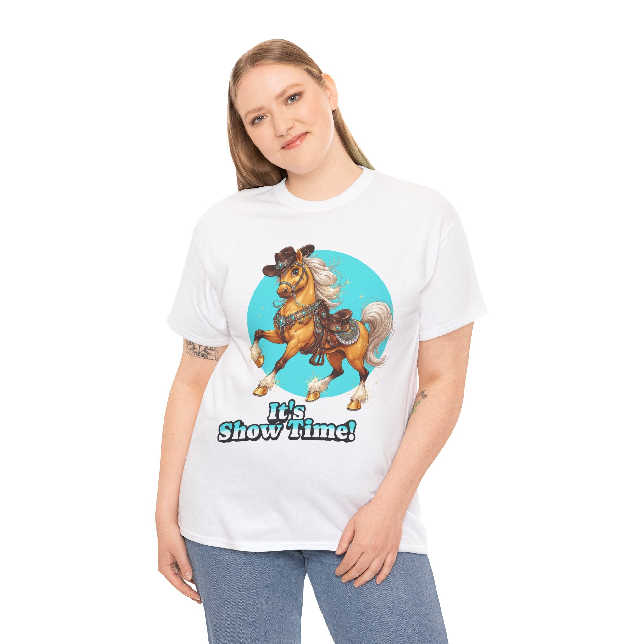 "It's Show Time!" Equestrian T-Shirt | Large Logo Horse Fun Graphic Tee