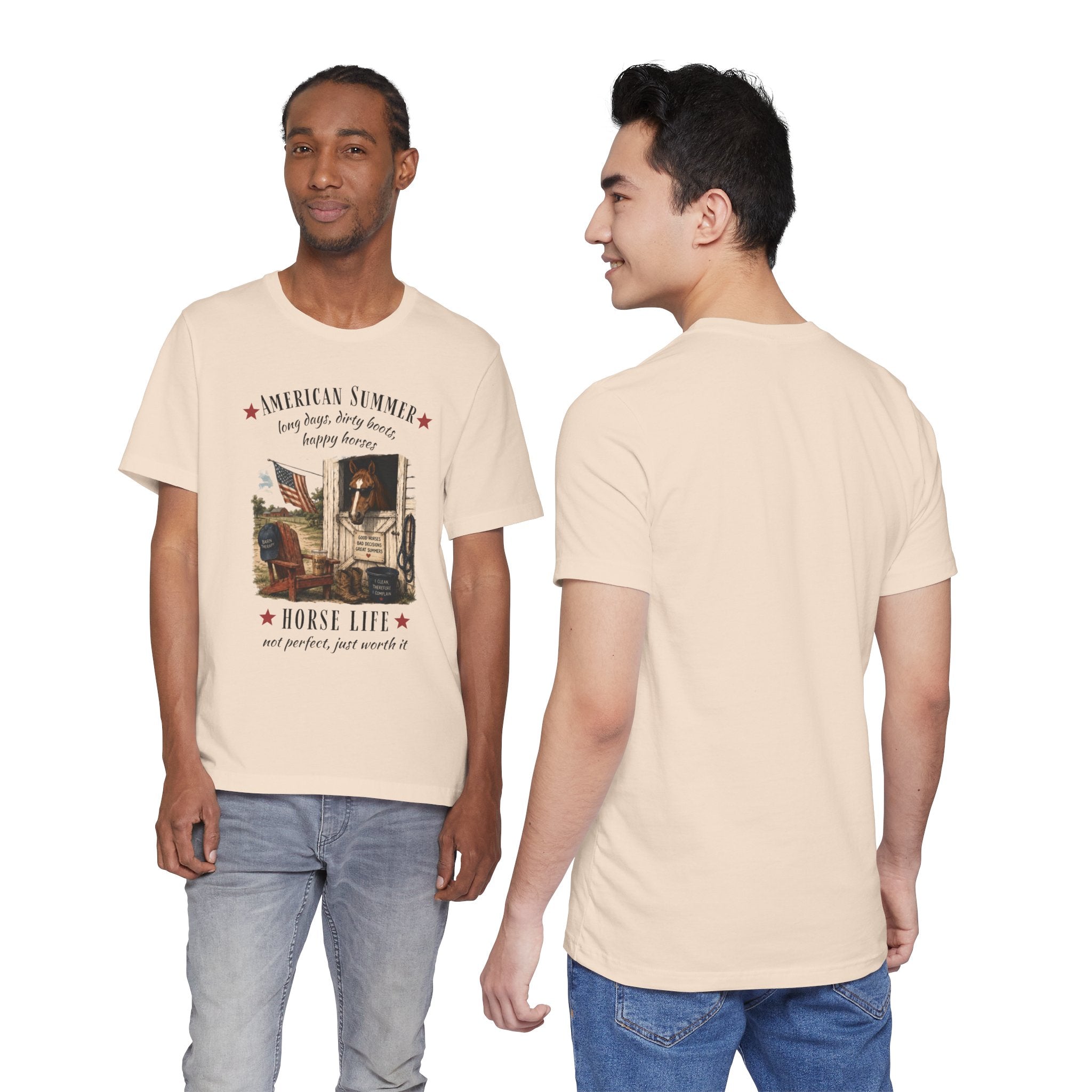 Horse Life American Summer T-Shirt | Rustic Equestrian Vintage Tee