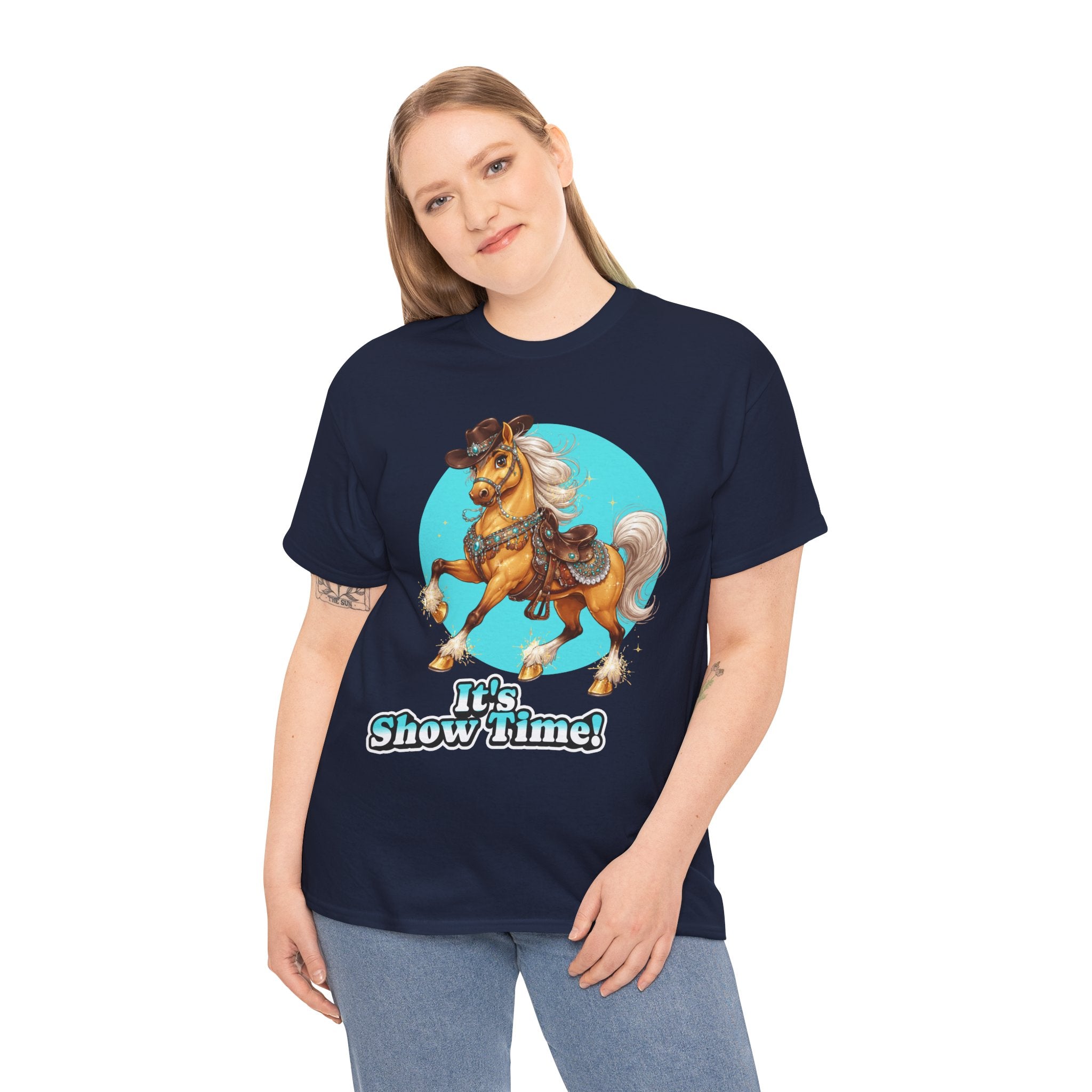 "It's Show Time!" Equestrian T-Shirt | Large Logo Horse Fun Graphic Tee