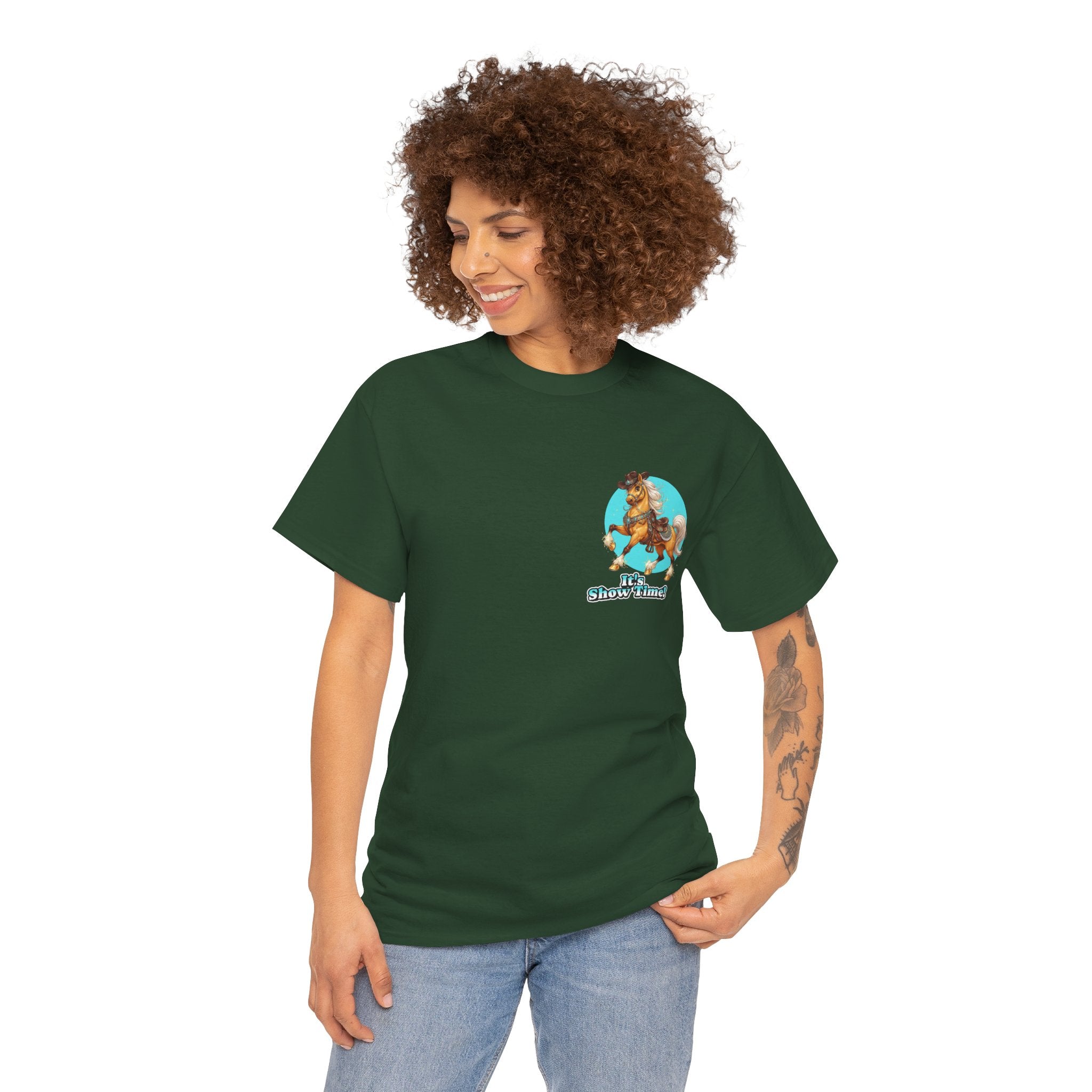 "It's Show Time!" Equestrian T-Shirt | Small Logo Horse Show Graphic Tee