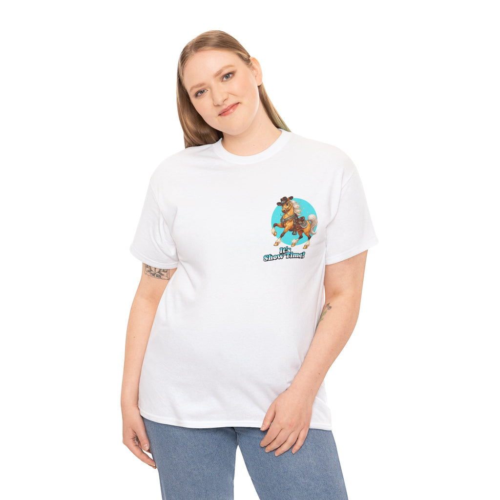 "It's Show Time!" Equestrian T-Shirt | Small Logo Horse Show Graphic Tee