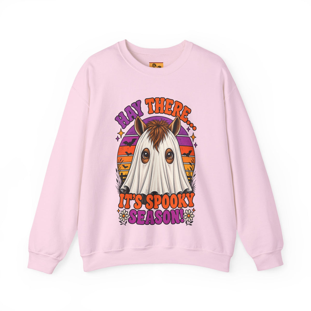 Hay There, It's Spooky Season! Ghost Horse Halloween Sweatshirt Funny Equestrian Crewneck