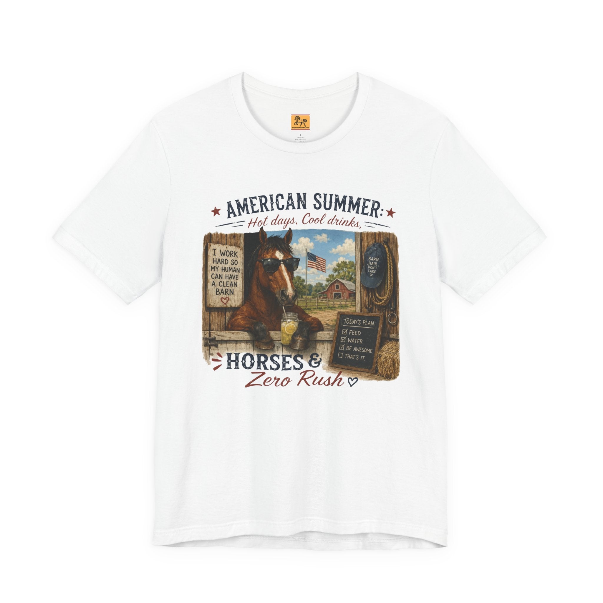American Summer Horses vintage farm t-shirt with Horses and Zero Rush slogan, unisex western style tee for horse lovers