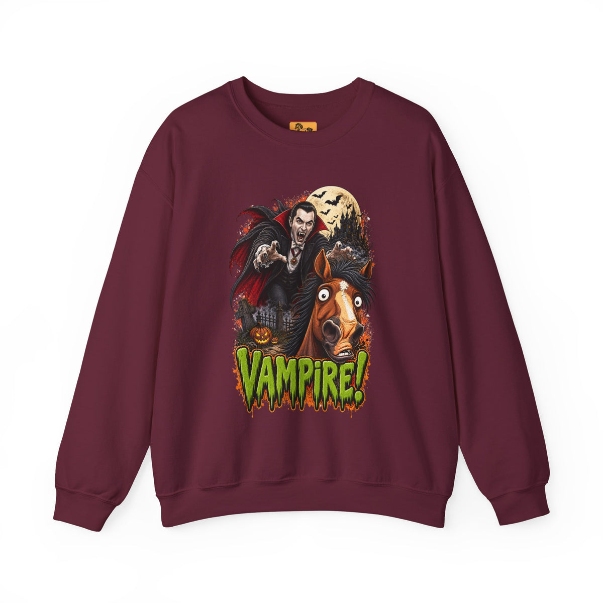 Vampire! Spooky Horse Halloween Sweatshirt Funny Haunted Pony Crewneck