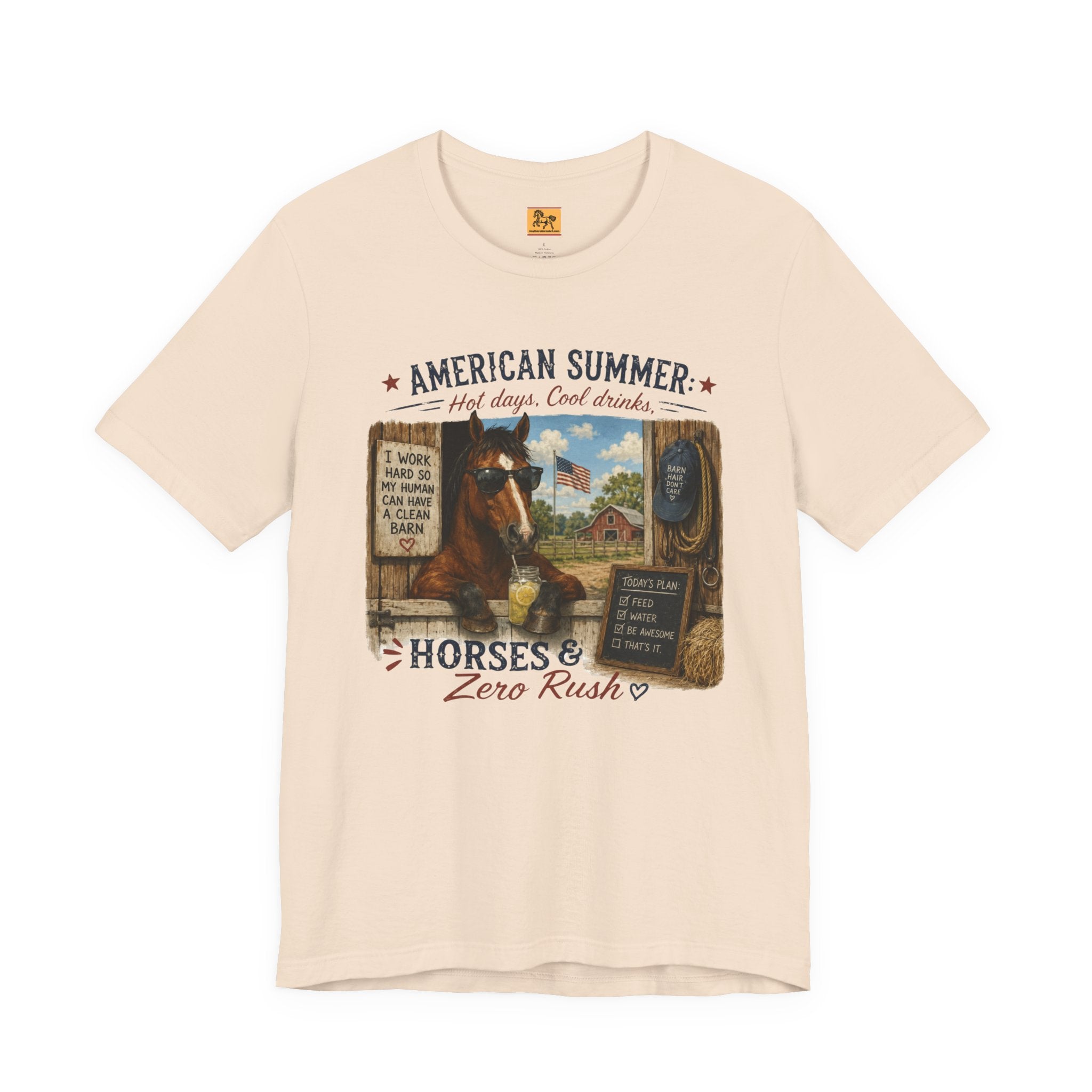 American Summer Horses T-Shirt | "Horses & Zero Rush" Vintage Farm Tee