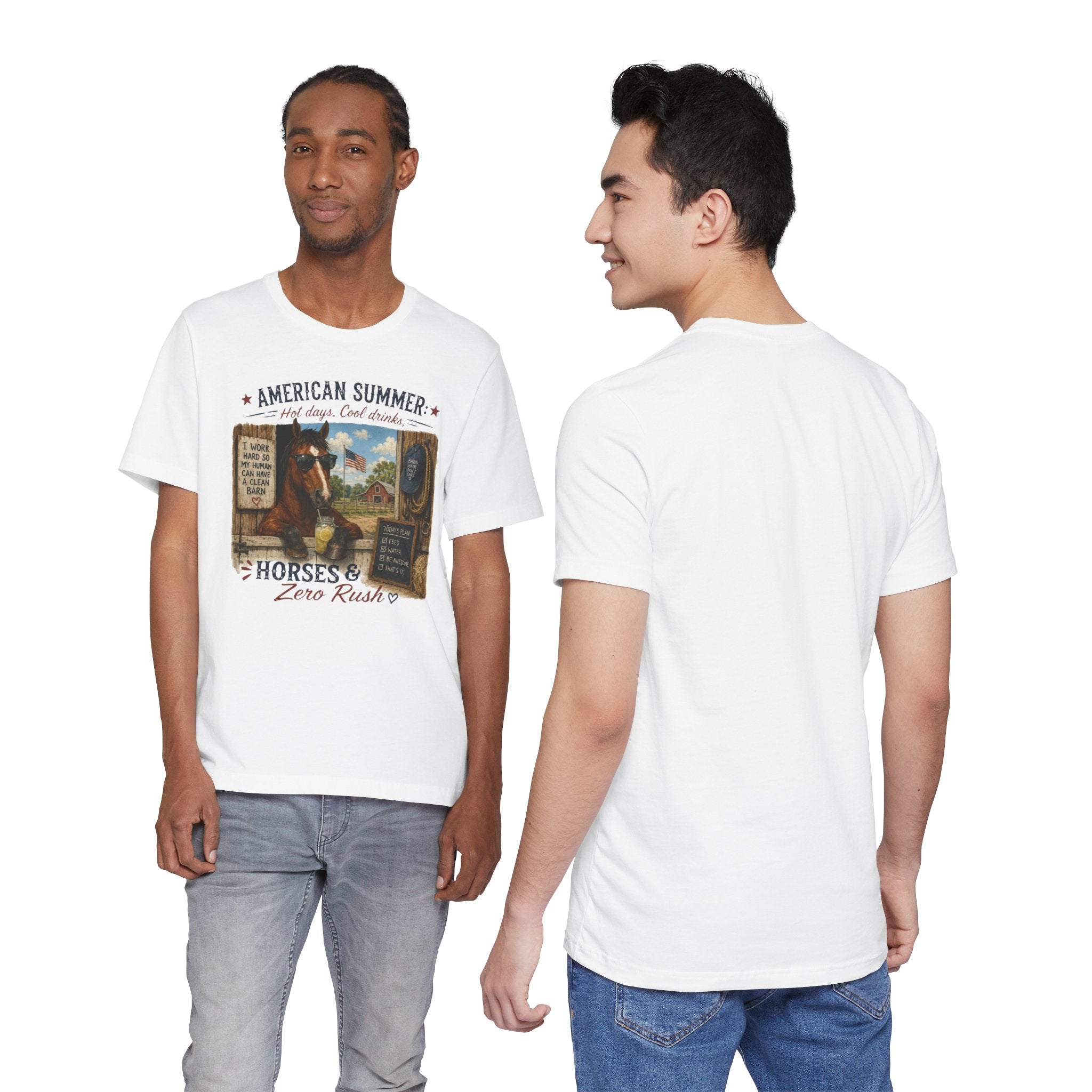 American Summer Horses T-Shirt | "Horses & Zero Rush" Vintage Farm Tee